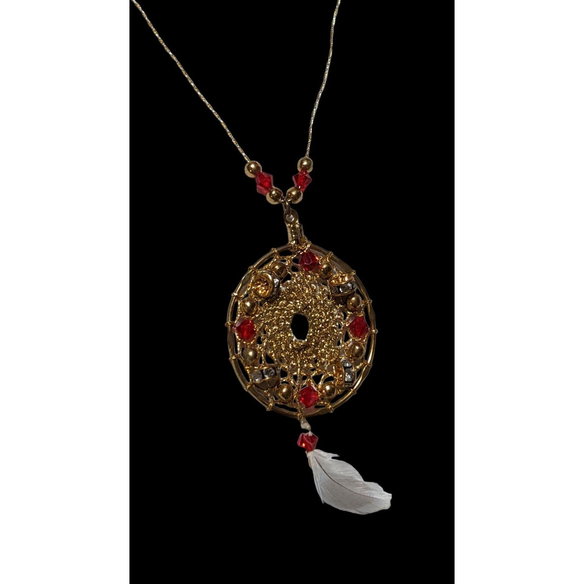 Other Gold Beaded Feather Dreamcatcher Necklace Size ONE SIZE - 2 Thumbnail