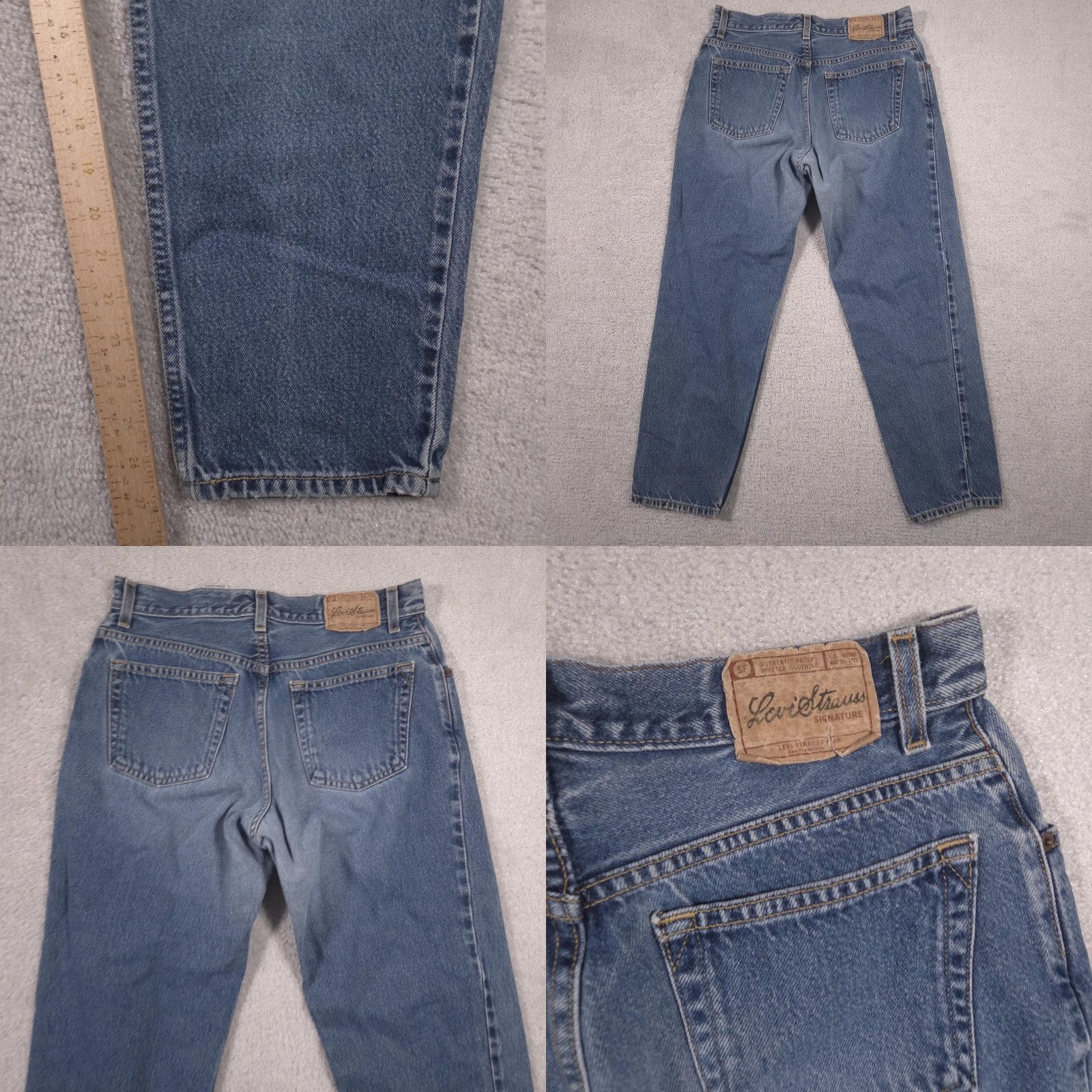 Vintage Levi Strauss Signature Jeans Womens 12 Short Blue High Rise Relaxed Tapered Jeans Size 34" / US 12 / IT 48 - 9 Thumbnail
