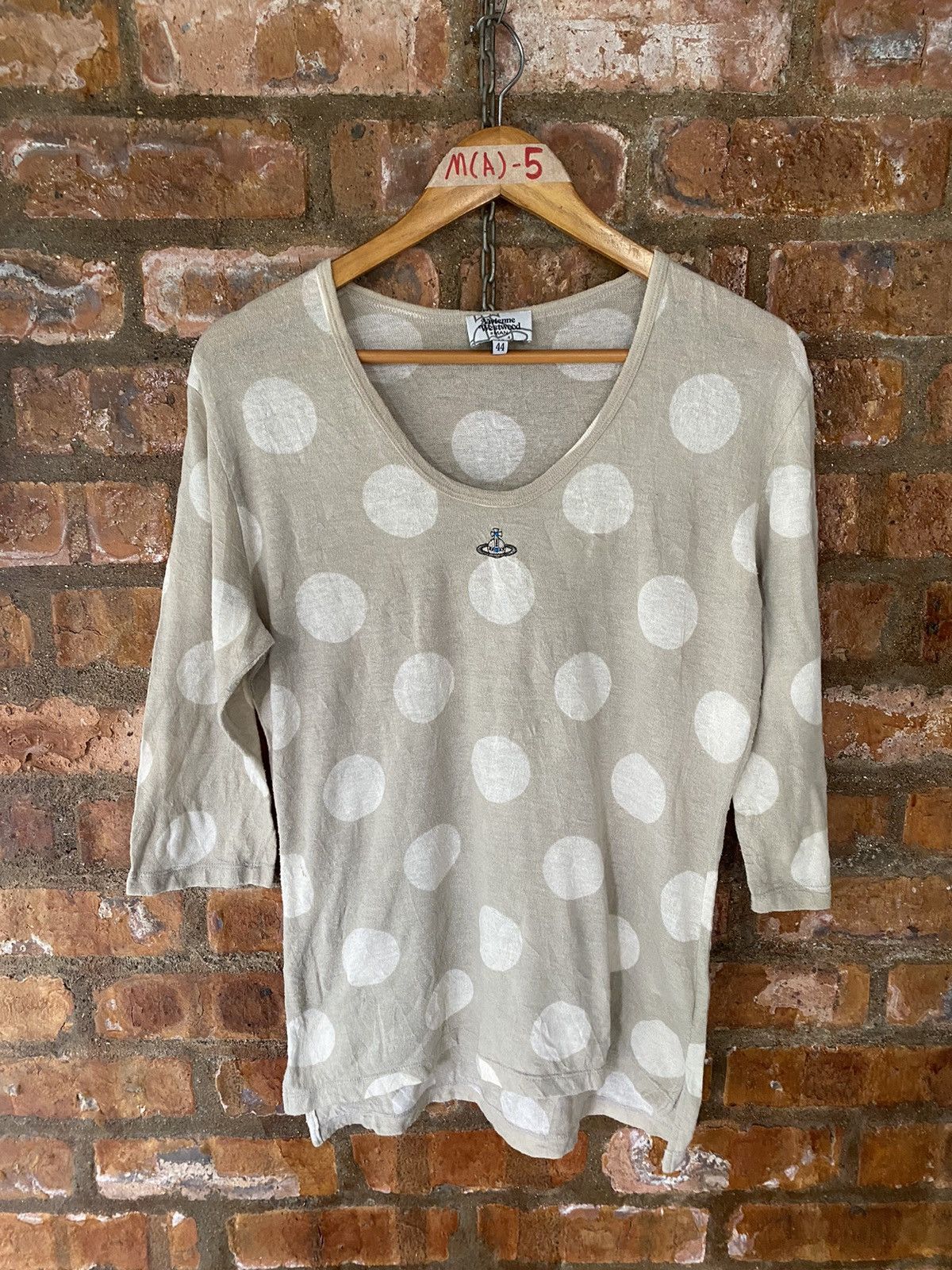Vivienne Westwood 2000s Center logo embroidered polka dot 3/4 sleeve Size US M / EU 48-50 / 2 - 2 Thumbnail