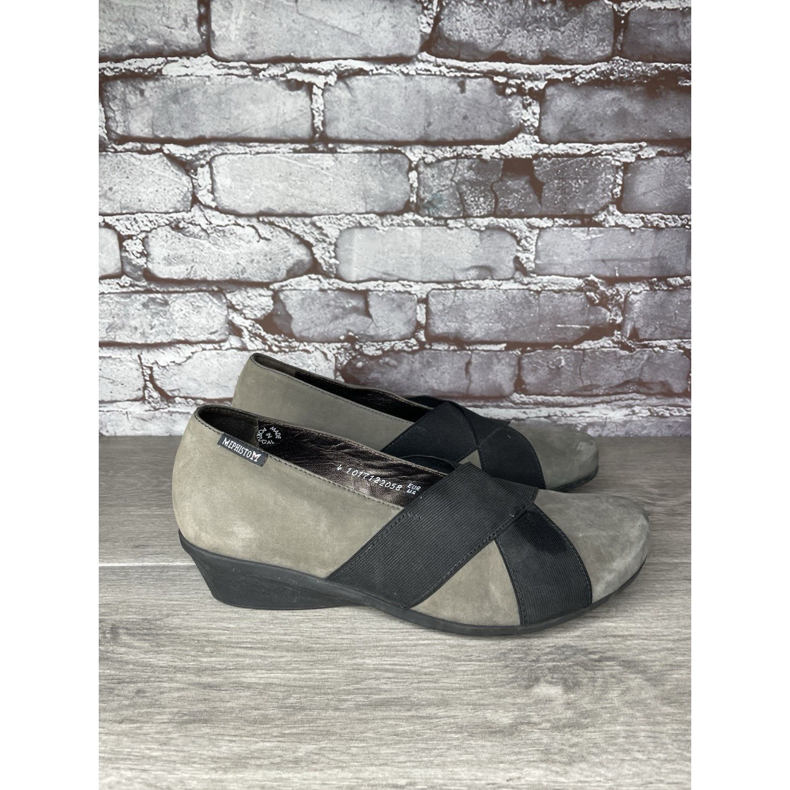 Mephisto Mephisto Aline Gray Nubuck Leather Black Strap Wedge Shoes W Size US 8.5 / IT 38.5 - 17 Thumbnail