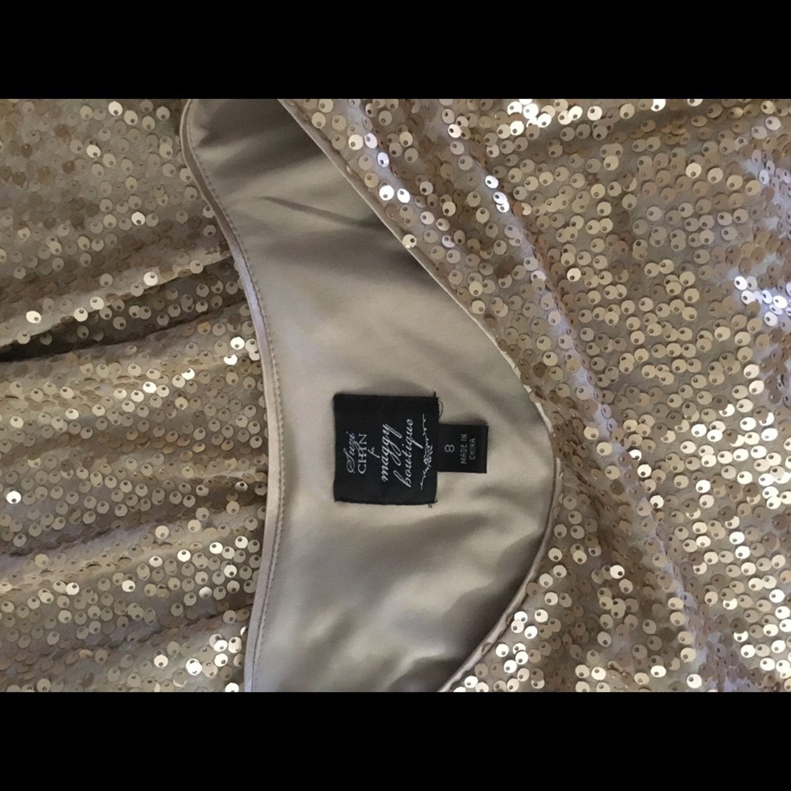 Other Suzi Chin for Maggy Boutique Gold Sequin Mini Dress Size M / US 6-8 / IT 42-44 - 4 Thumbnail