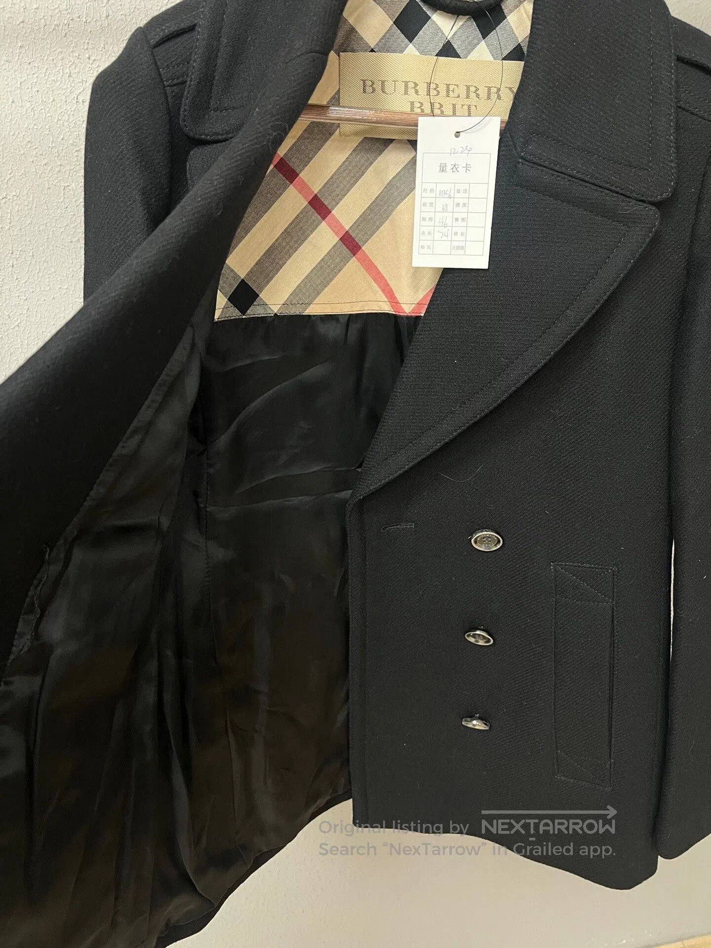 Burberry Burberry Black Double-Breasted Wool Coat. Size XS / US 0-2 / IT 36-38 - 3 Thumbnail