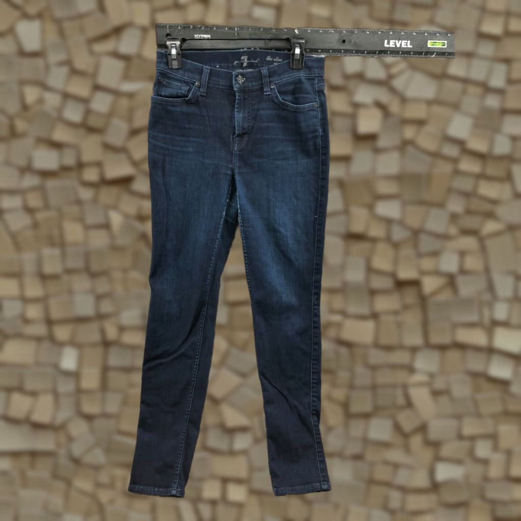 7 For All Mankind VINTAGE 7 For All Mankind Slim Cigarette Jeans 28 Womens Dark Blue Wash Skinny Denim Pants Size 28" / US 6 / IT 42 - 1 Thumbnail