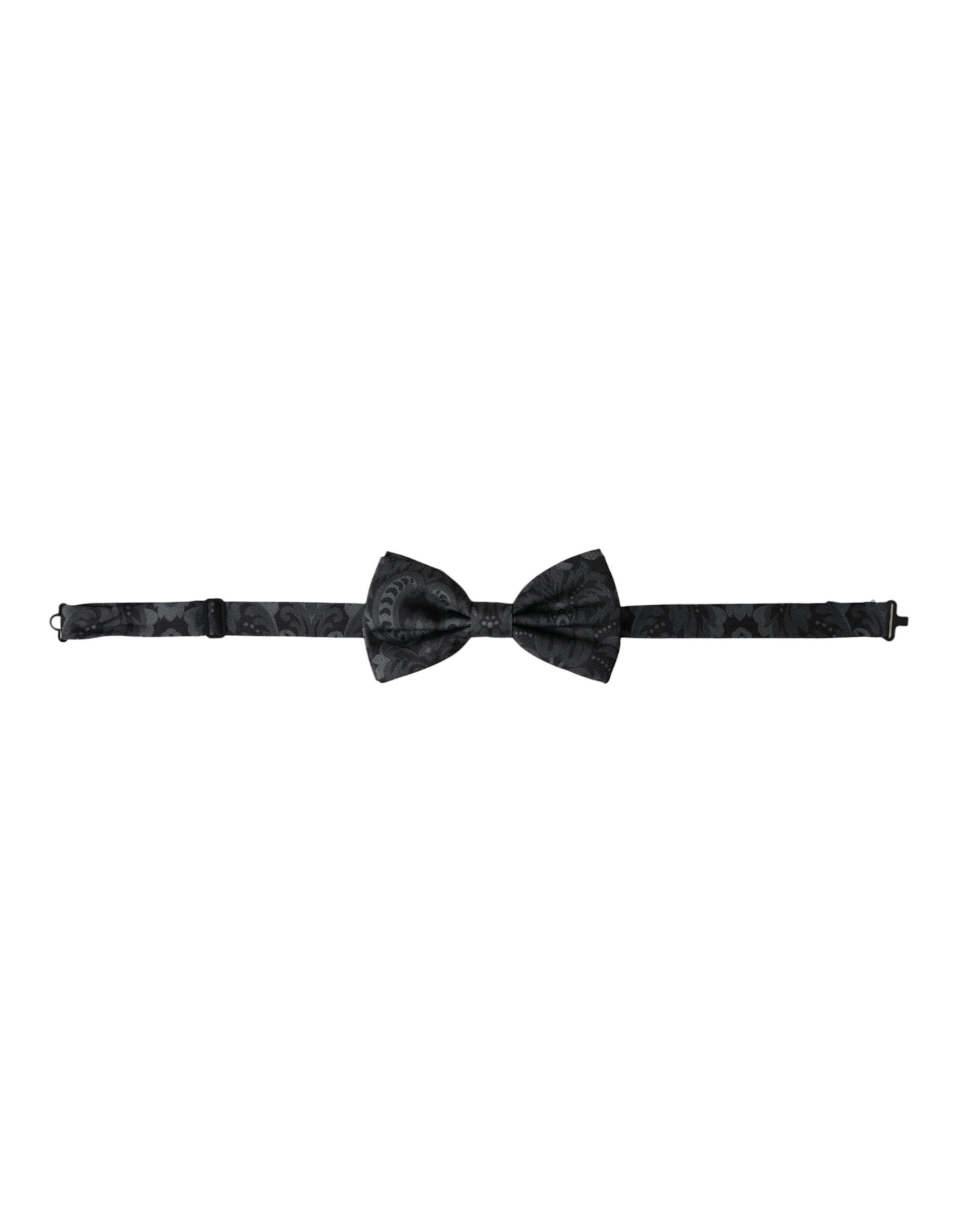 Dolce & Gabbana Dark Gray Silk Patterned Adjustable Men Bow Men's Tie Size ONE SIZE - 1 Thumbnail