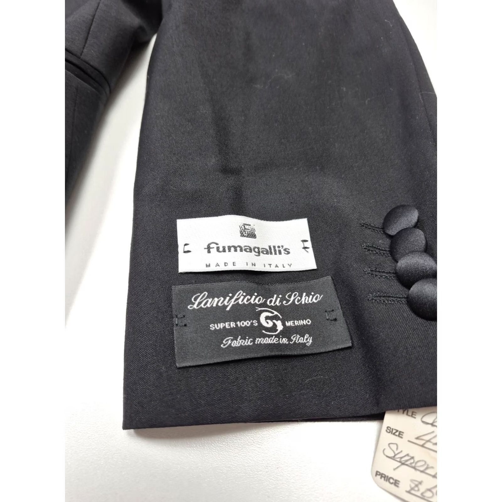 Vintage Fumagalli's Tuxedo Jacket Mens 44L Black Super 100s Wool Italy Formal NWT Size 44R - 2 Thumbnail