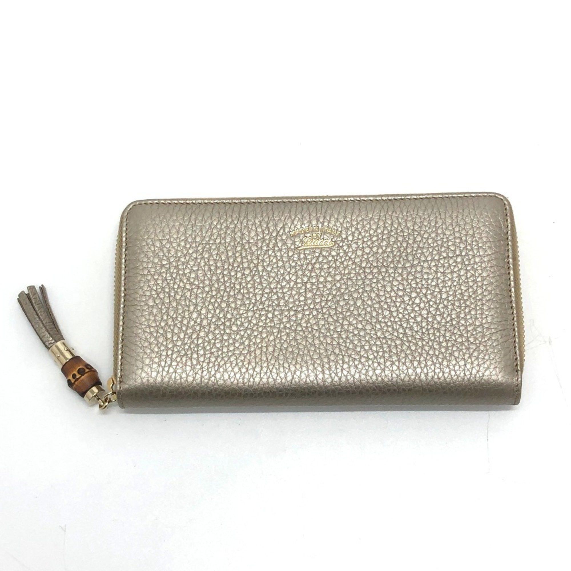 Gucci GUCCI 307984 Bamboo Continental Wallet, Round Zipper, Leather, Women's, Champagne Gold Size ONE SIZE - 1 Thumbnail
