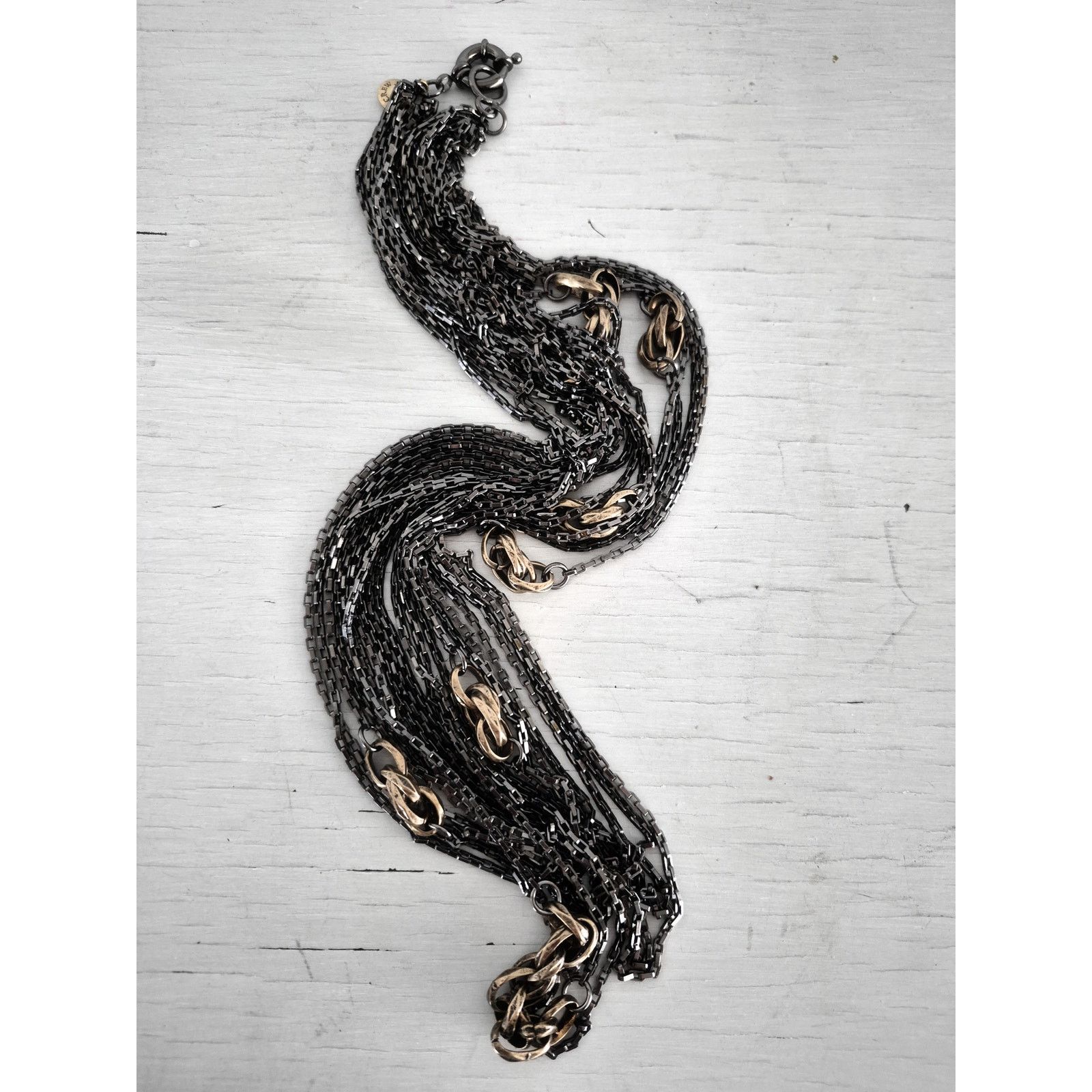 J.Crew J. Crew Charcoal and Brass Multi-strand Chain Necklace Size ONE SIZE - 2 Thumbnail