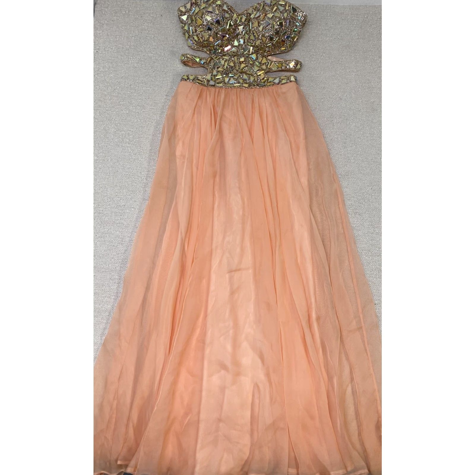 mini pink dress formal Dancing Queen 1705 Peach Pink Quinceanera Dress– PromGirl main image 1