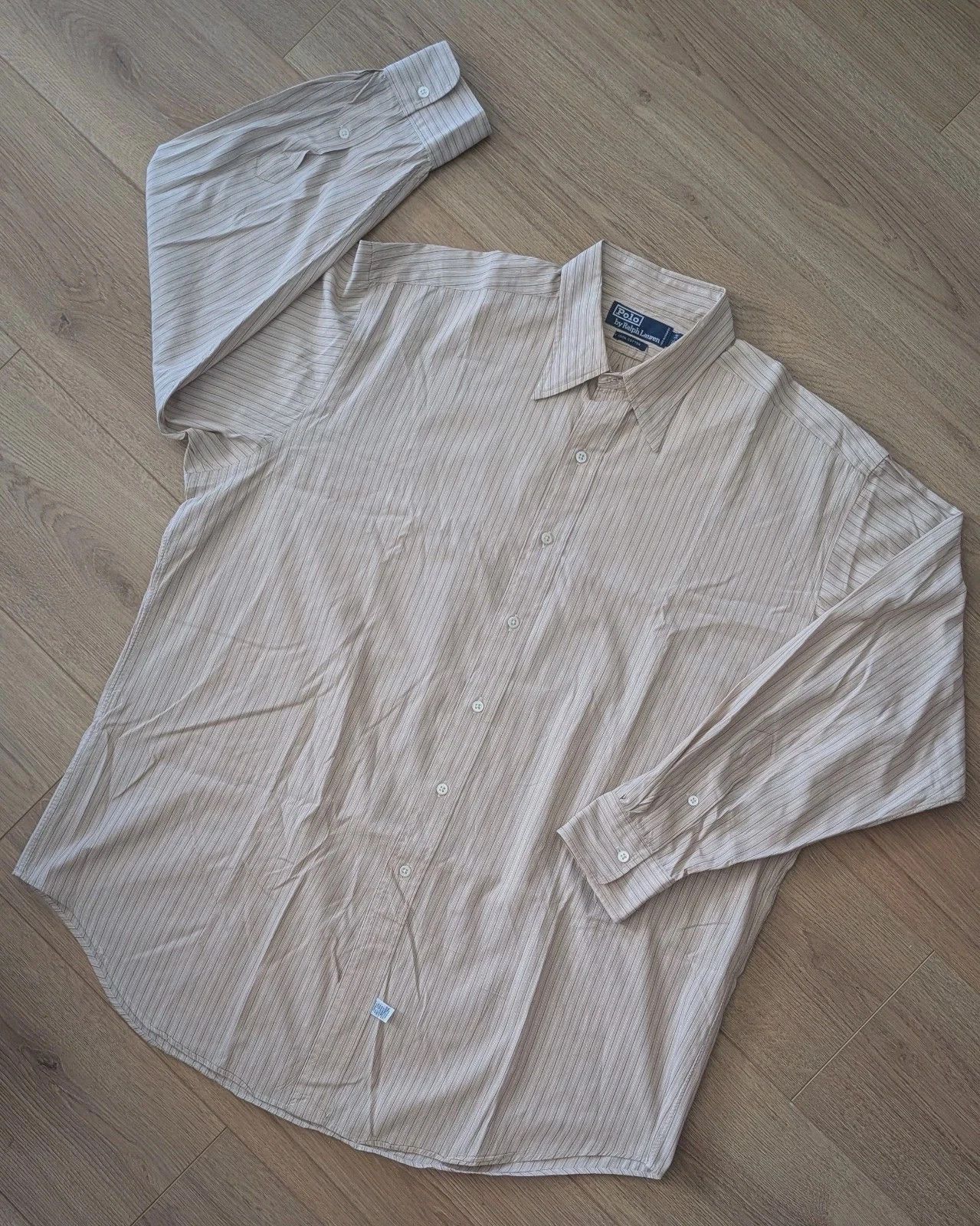 Polo Ralph Lauren Polo Ralph Lauren Tan Stripe Spearcollar Shirt 16.5-34 Size US XL / EU 56 / 4 - 1 Thumbnail