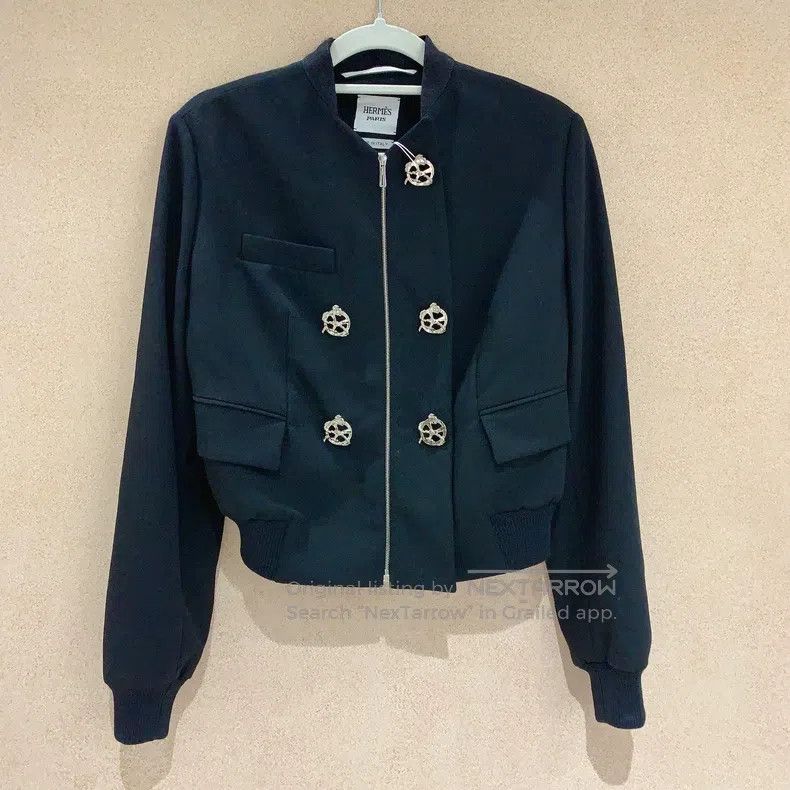 Hermes Hermes Black Collar Zipper Short Jacket - Women's Size 4XL / US 24-26 - 2 Thumbnail