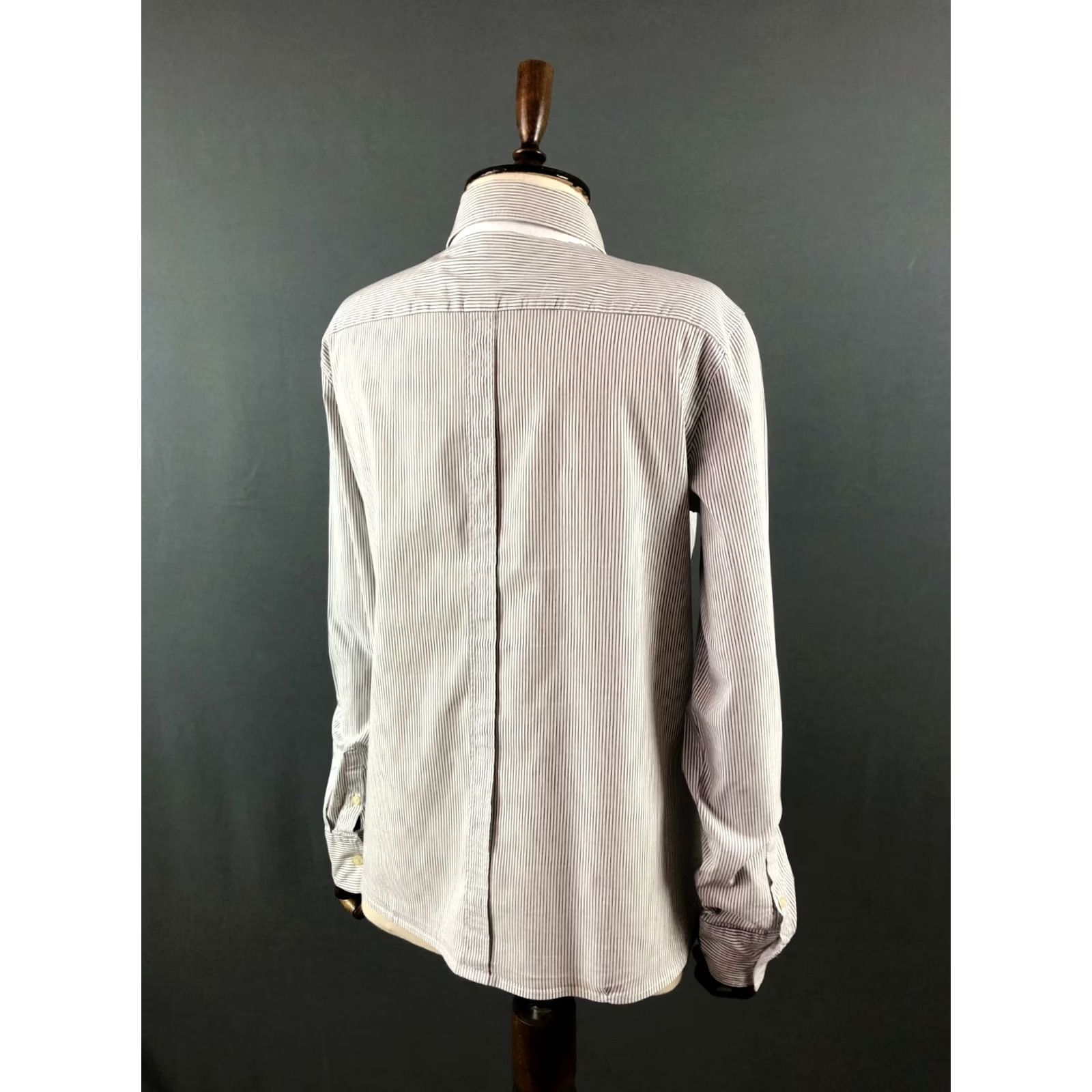 Bogner Bogner Shirt Women’s Size 42 White/Gray Striped Cotton Button-Up Long Sleeve Collared Moda Vintage? Size M / US 6-8 / IT 42-44 - 3 Thumbnail