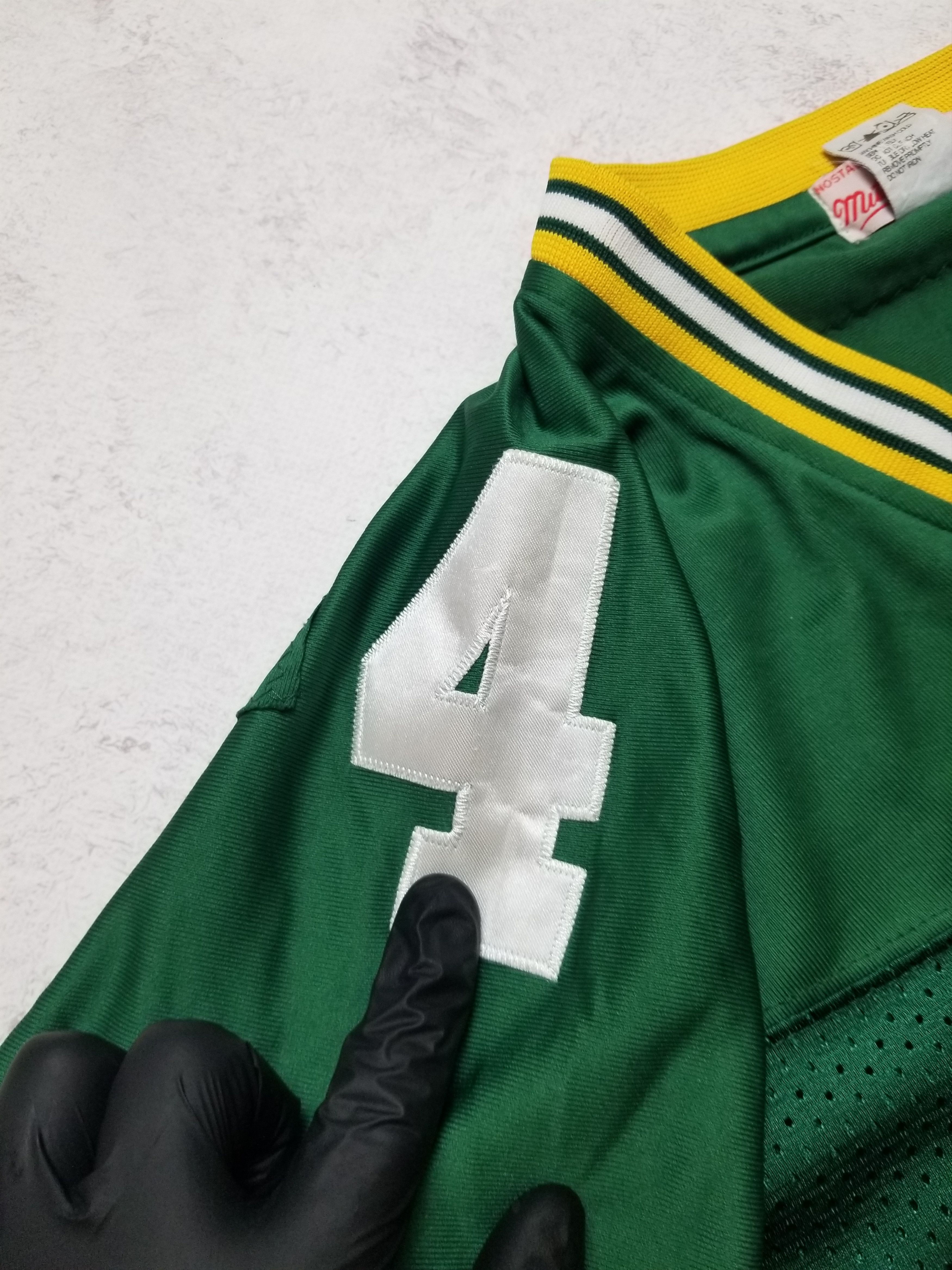 Mitchell & Ness NFL Packers 4 Brett Favre Throwback Jersey 75th Anniv. Patch Size US L / EU 52-54 / 3 - 12 Thumbnail