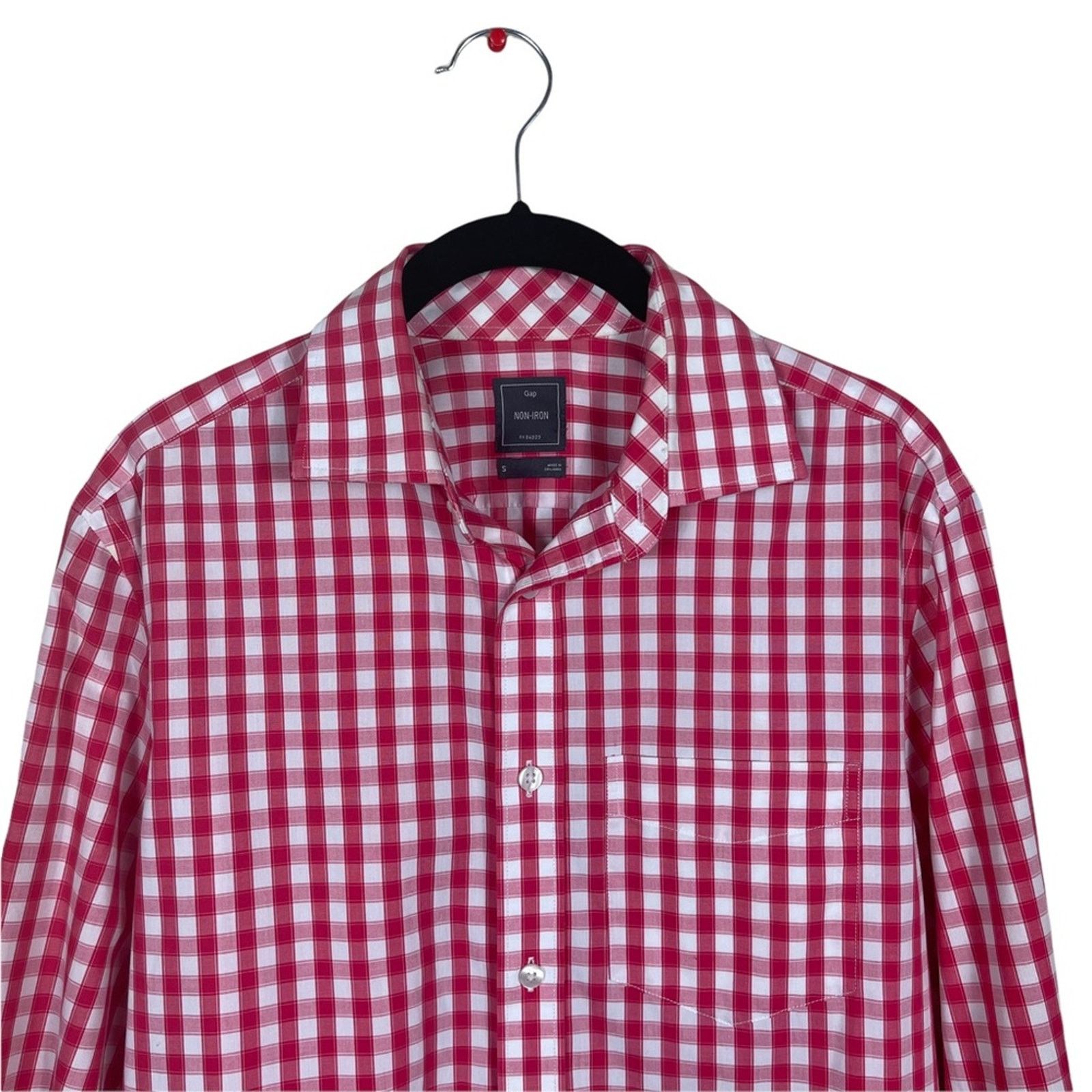 Gap Gap Gingham No Iron Button Long Sleeve Shirt Red White Small Size US S / EU 44-46 / 1 - 2 Thumbnail