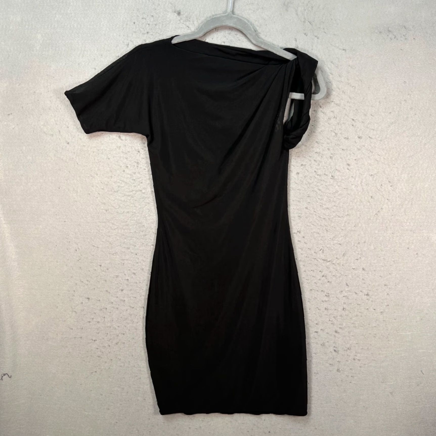 Vintage Khy Bodycon Dress Women's Medium Black One-Shoulder Knotted Short Dress Party/Cocktail Size M / US 6-8 / IT 42-44 - 2 Thumbnail