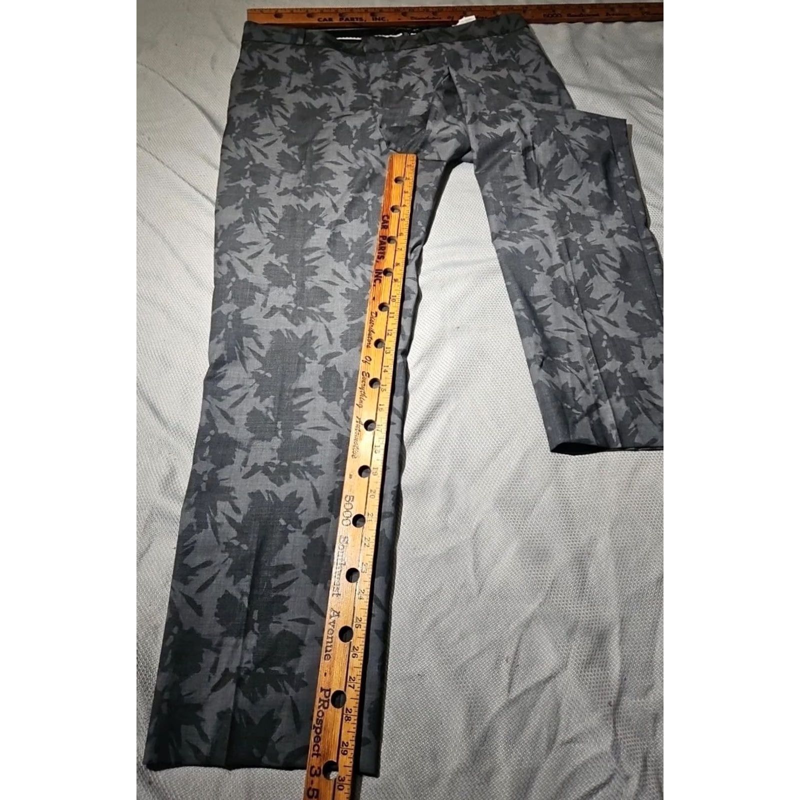 Banana Republic Banana Republic Avery Pants Womens 14 Tall Gray Wool Blend Floral Preppy Dress Pants Straight Leg Button ZIP Size 36" / US 14 / IT 50 - 7 Thumbnail
