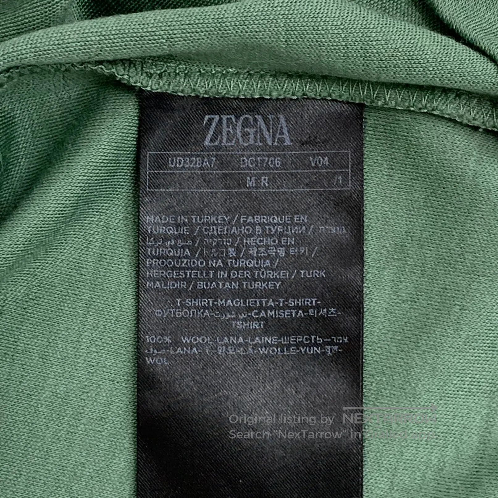 Ermenegildo Zegna Zegna Green Wool Round Neck Short Sleeve T-Shirt| Size US M / EU 48-50 / 2 - 6 Thumbnail