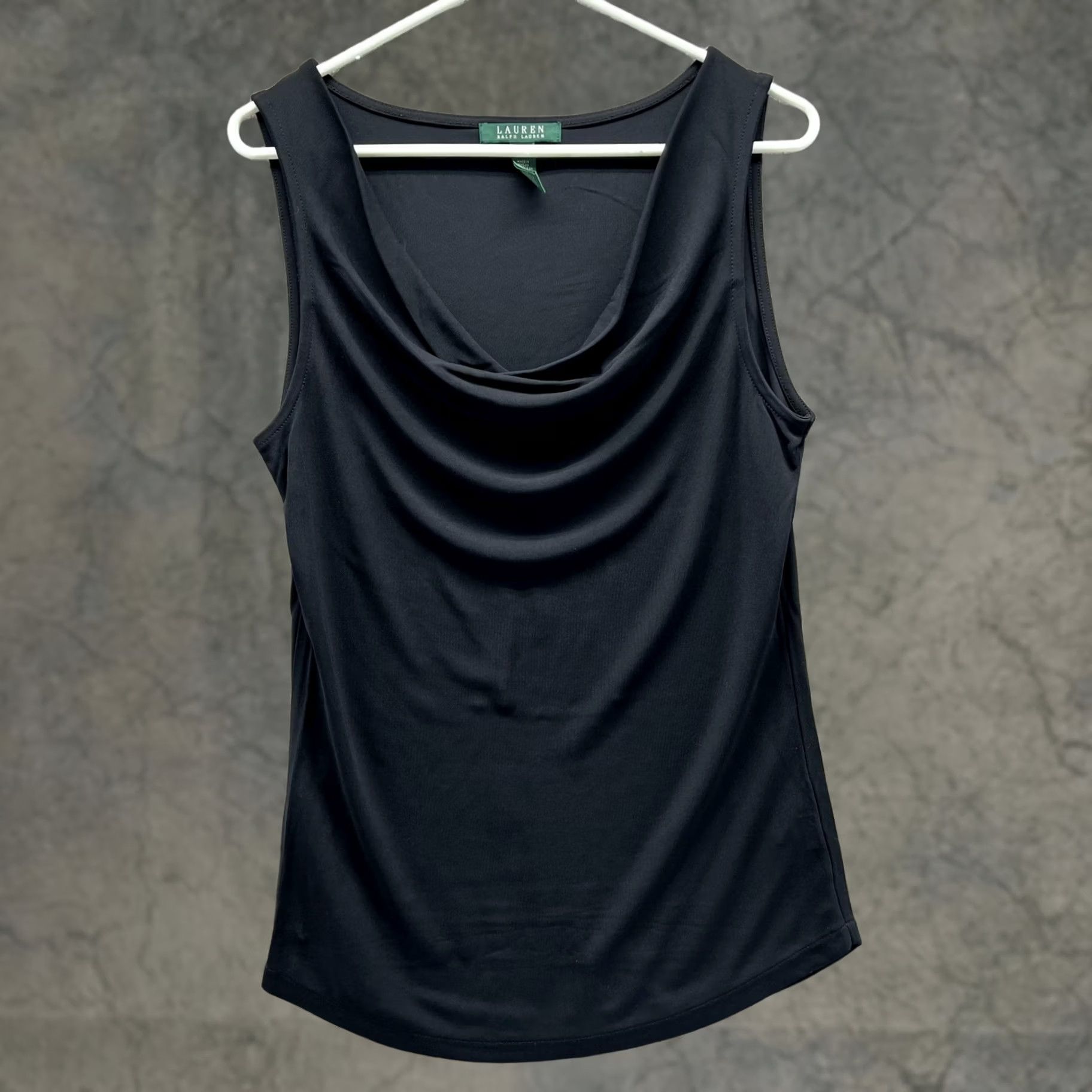 Ralph Lauren Lauren Ralph Lauren Tank Top Womens Medium Black Cowl Neck Sleeveless Jersey Size M / US 6-8 / IT 42-44 - 1 Thumbnail