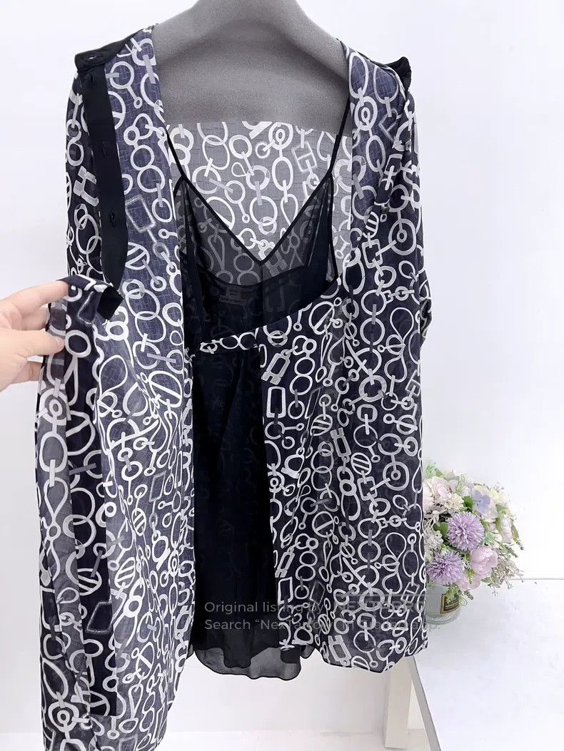 Hermes Hermes Black and White Silk Dress Size XS / US 0-2 / IT 36-38 - 3 Thumbnail
