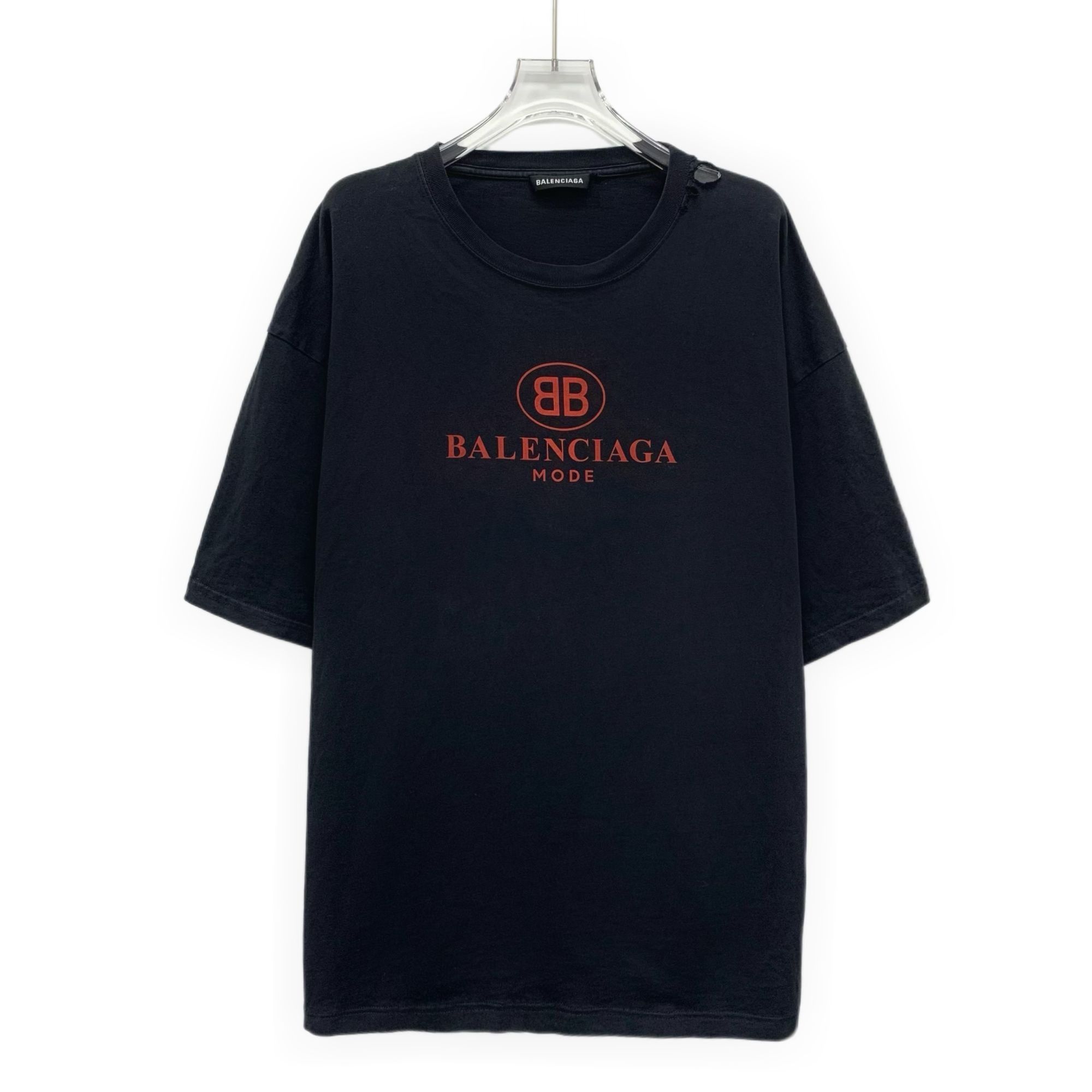 Balenciaga Black Logo Printed Cotton Round-Neck Short-Sleeve