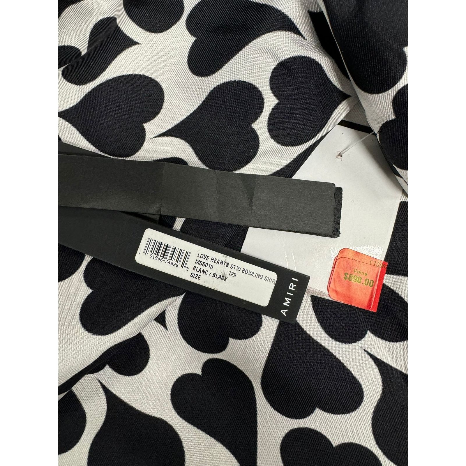 Amiri o1rshd1 Love Hearts STW Bowling Shirt in Black/White Size US M / EU 48-50 / 2 - 7 Thumbnail
