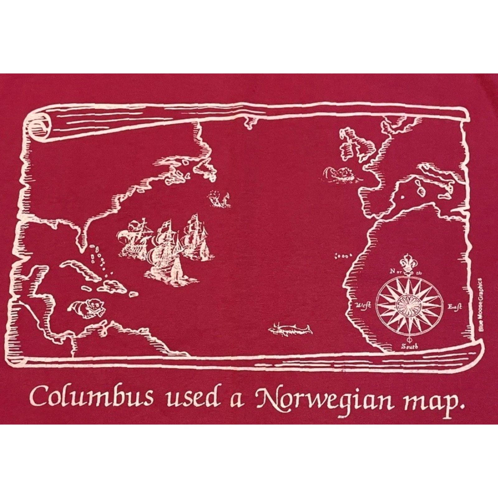Vintage VINTAGE Columbus Used A Norwegian Map Shirt M History Sailing Funny Grunge 90s Clothing Mens Pink Short Sleeve T-Shirt Size US M / EU 48-50 / 2 - 2 Thumbnail