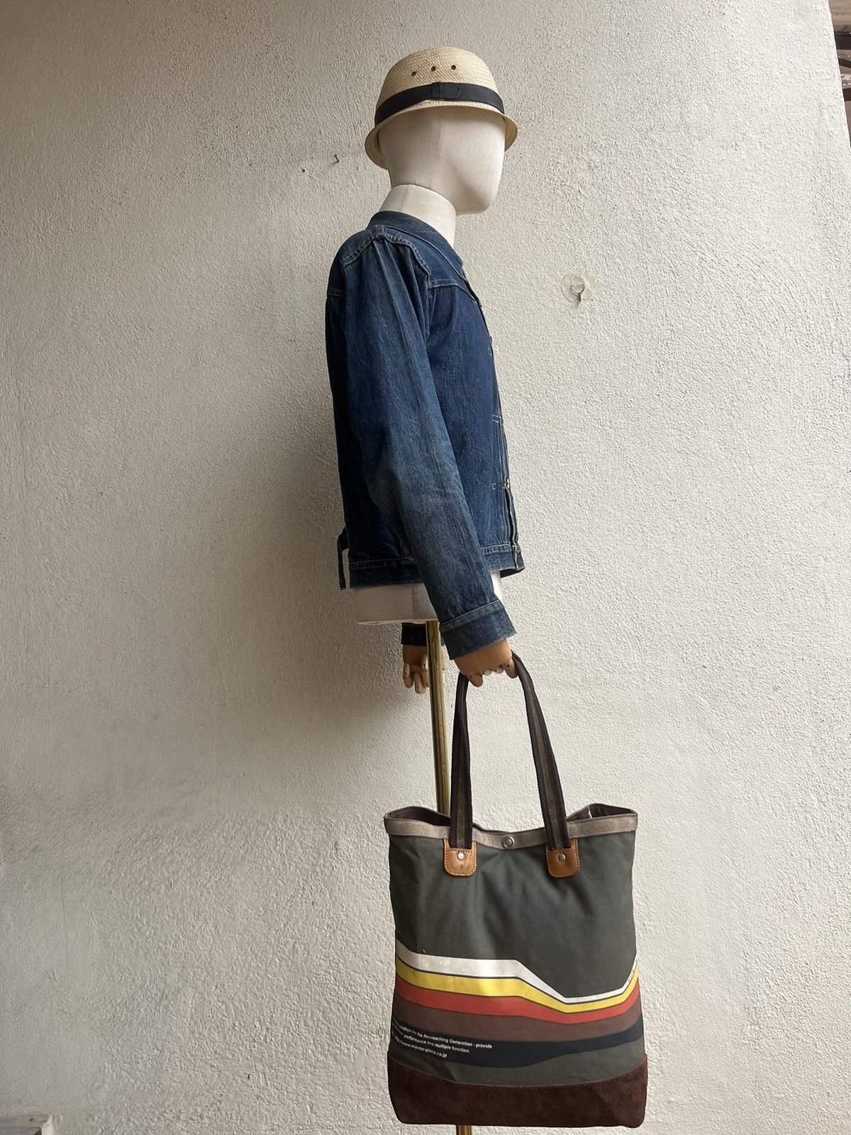 MasterPiece VTG Masterpiece Japan Fade Stains Canvas Leather Tote Bag Size ONE SIZE - 3 Thumbnail