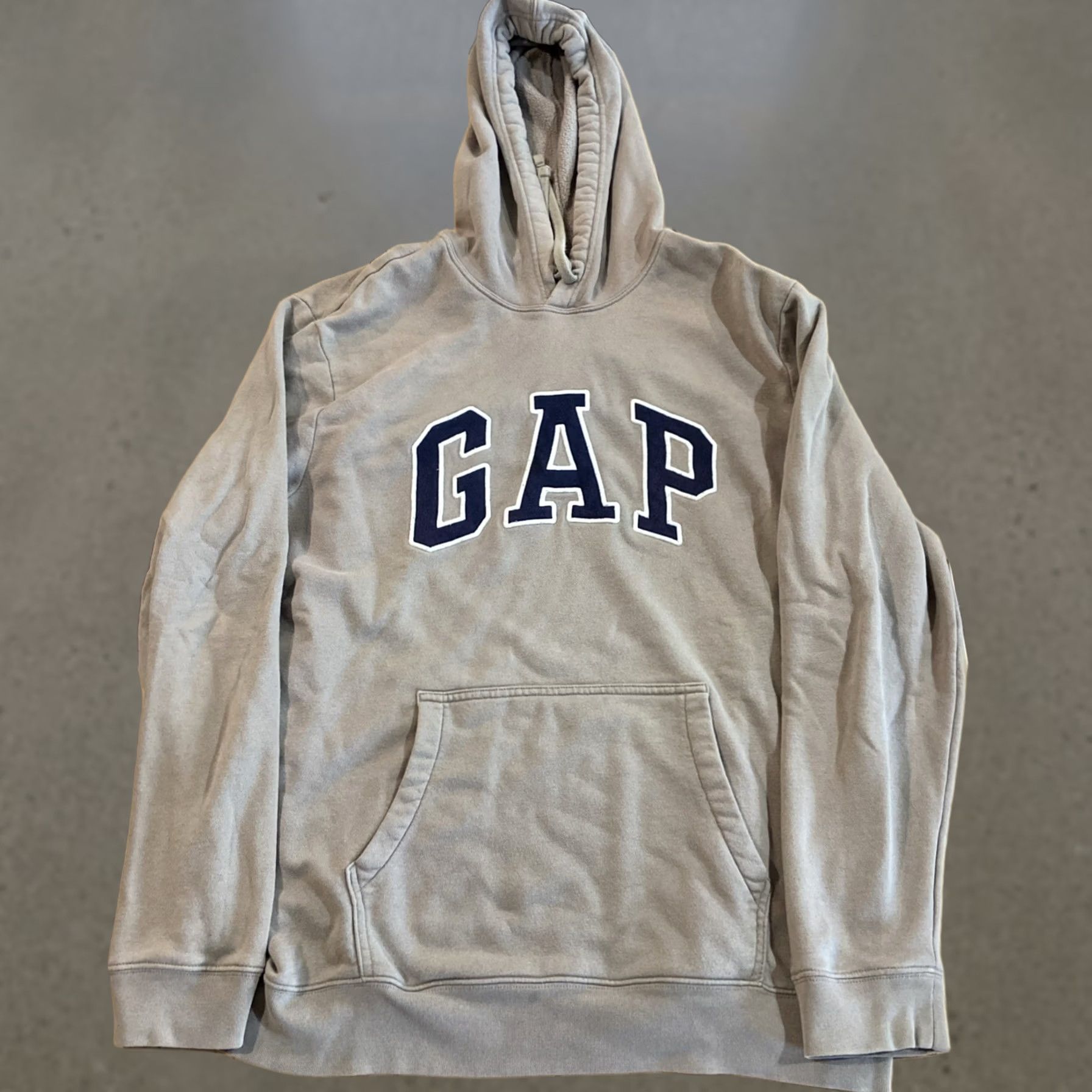 Gap VINTAGE GAP Sweatshirt Mens XL Tan Spellout Pullover Hoodie Brown Cotton Blend Solid Long Sleeve Classic Regular Men Hoodie Womens? No. Size US XL / EU 56 / 4 - 1 Thumbnail