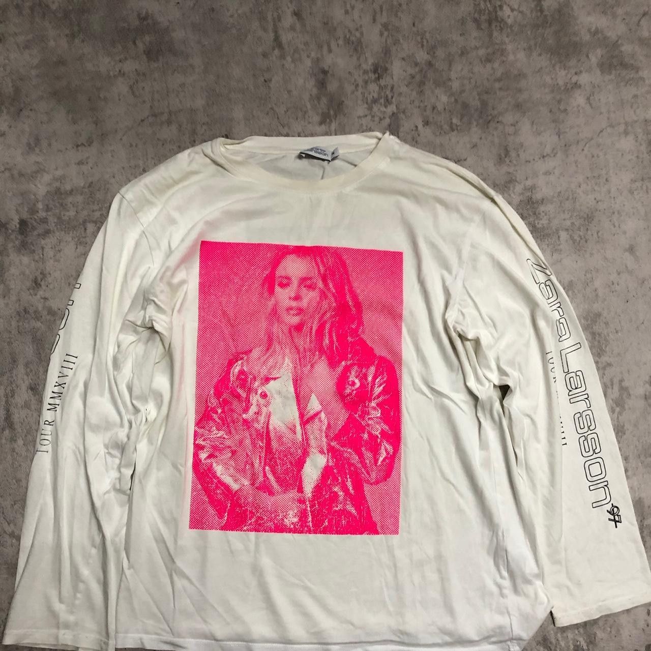 Zara White Zara long sleeve top with pink graphic #longsleeve Size M / US 6-8 / IT 42-44 - 1 Thumbnail