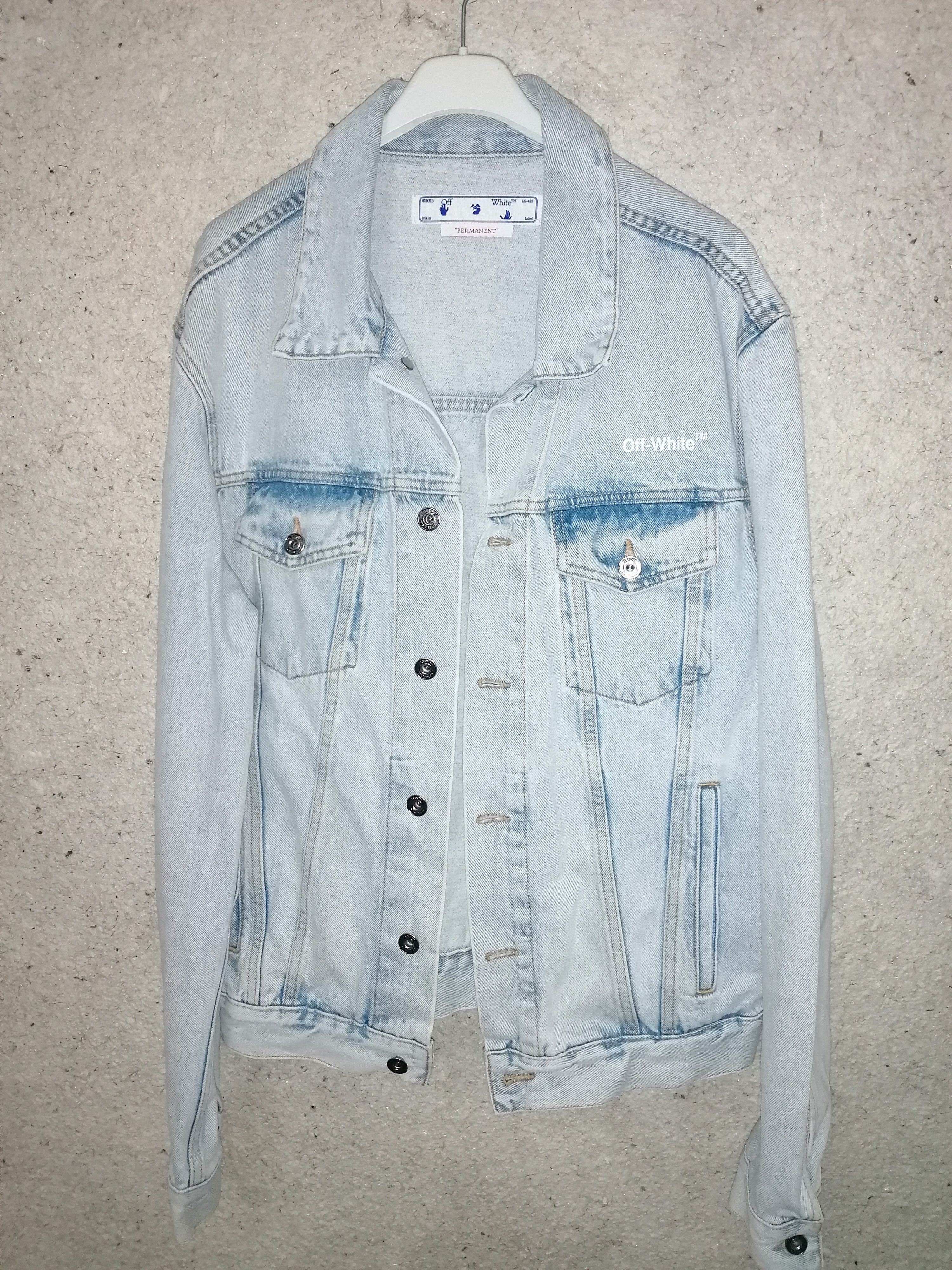 image of Off White Off-White Unisex Denim Jacket in Light Denim, Men's (Size Large)