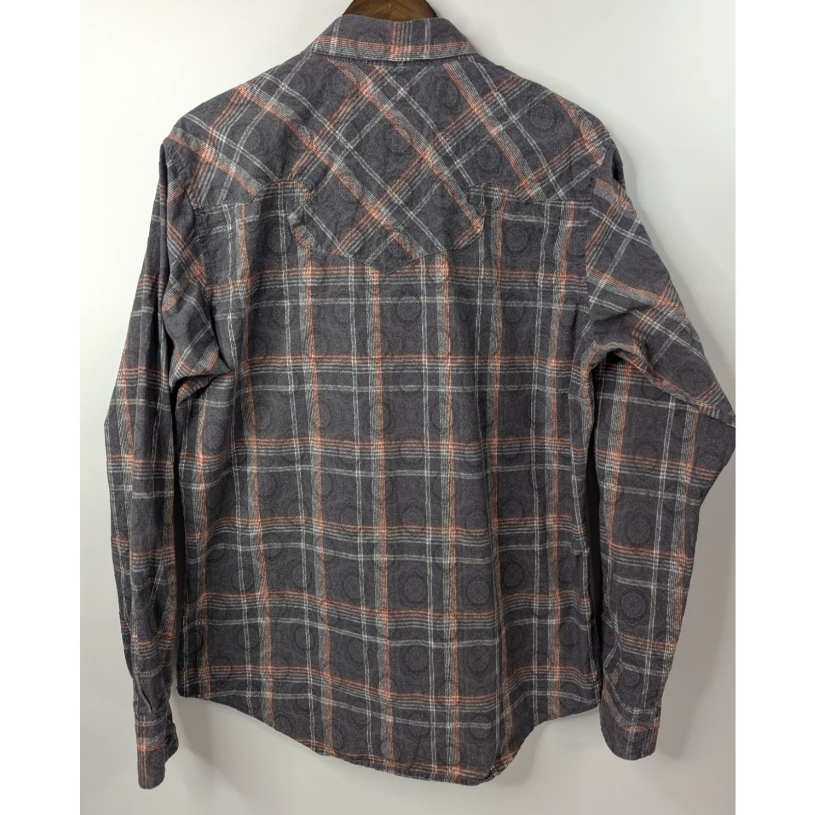 Wrangler Wrangler Retro Western Pearl Snap Long Sleeve Premium Shirt MVR185M Big & Tall Gray Cotton Button-Up Plaid Cowboy Western Mens Clothing Size US L / EU 52-54 / 3 - 5 Thumbnail