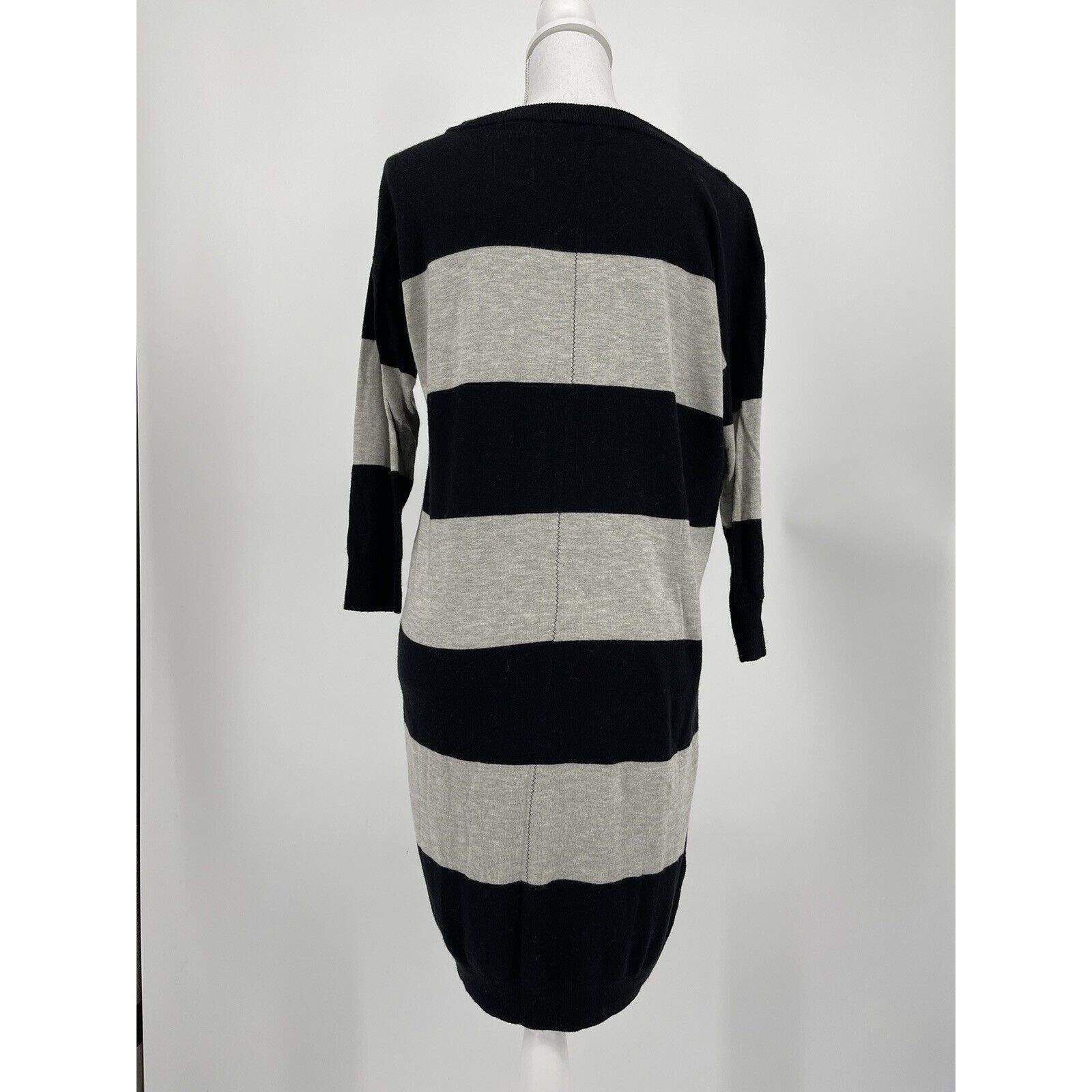 ATM Anthony Thomas Melillo ATM Rugby Stripe Sweater Dress 3/4 Sleeve Black Heather Gray Size S / US 4 / IT 40 - 2 Thumbnail