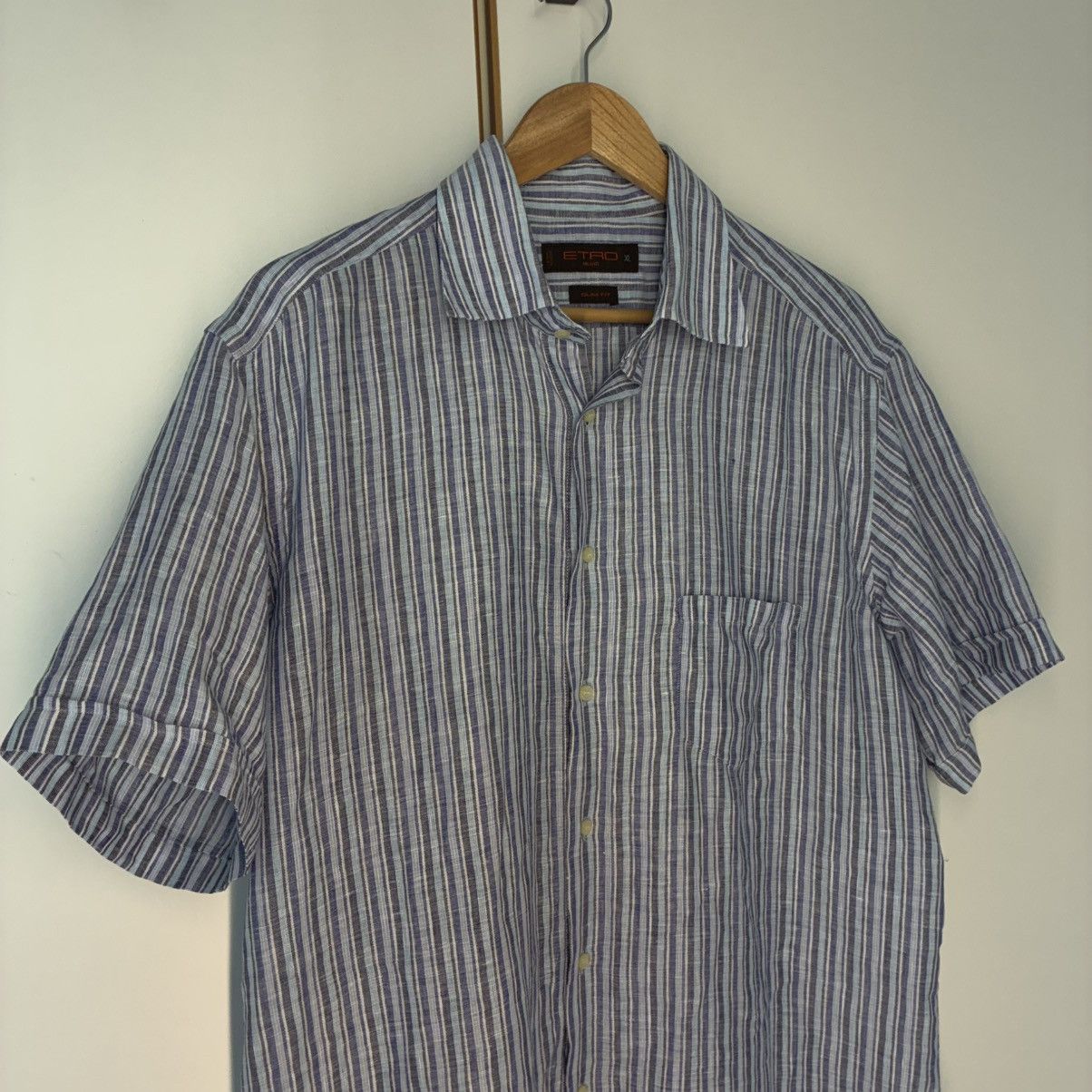 Etro Etro Milano 100% Linen Striped SS Shirt - Slim Fit XL Size US XL / EU 56 / 4 - 2 Thumbnail