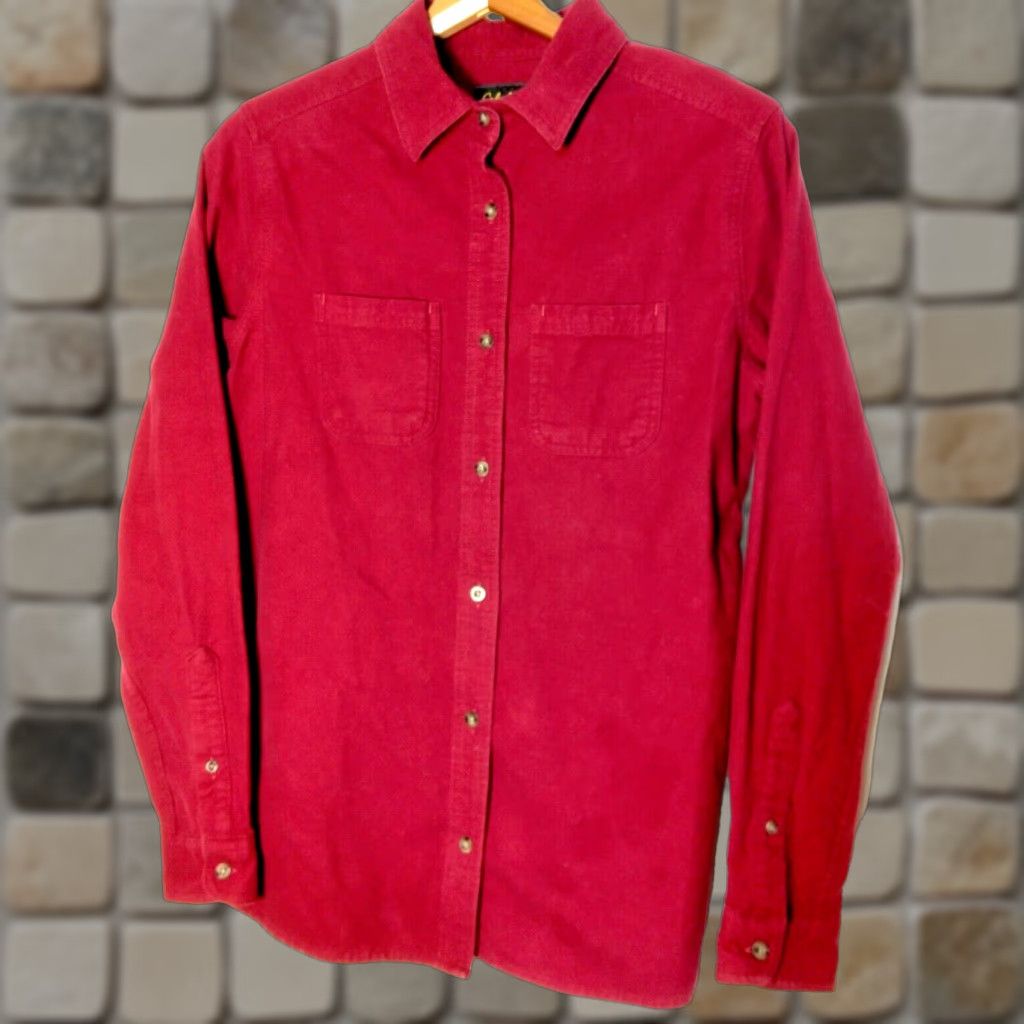 Vintage VINTAGE Cabela's Chamois Shirt Men’s Medium Red Heavyweight Flannel Cotton Collared Button-Up Workwear Size US M / EU 48-50 / 2 - 1 Thumbnail