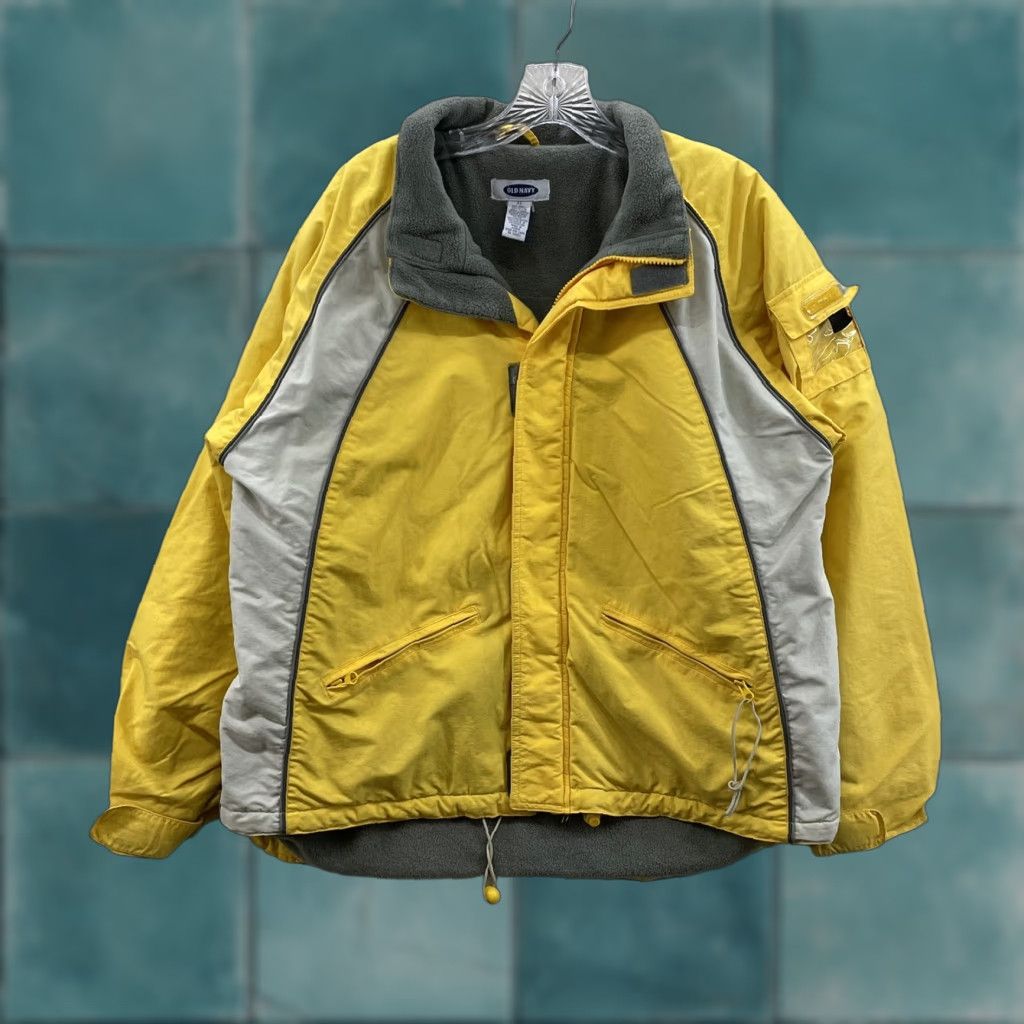 Vintage VINTAGE Old Navy Rain Jacket Coat XL Mens Yellow Nylon Fleece Lined Sporty Size US XL / EU 56 / 4 - 1 Thumbnail