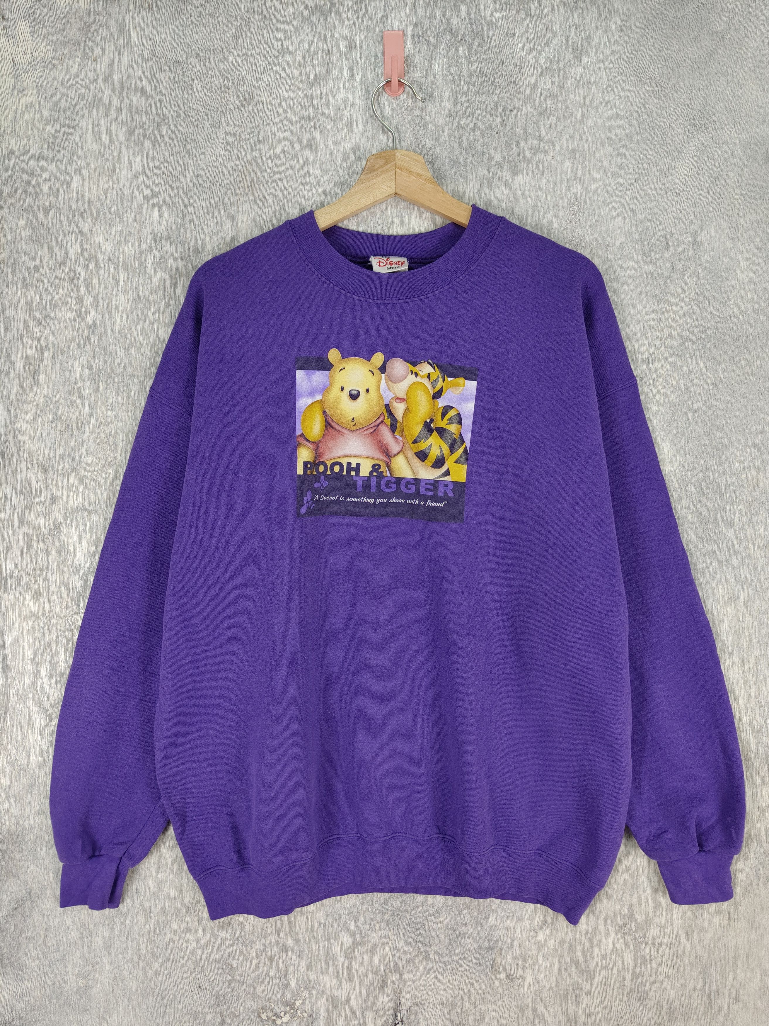 image of Cartoon Network x Disney Vintage Disney Winnie The Pooh Cartoon Sweatshirt in Purple (Size XL)