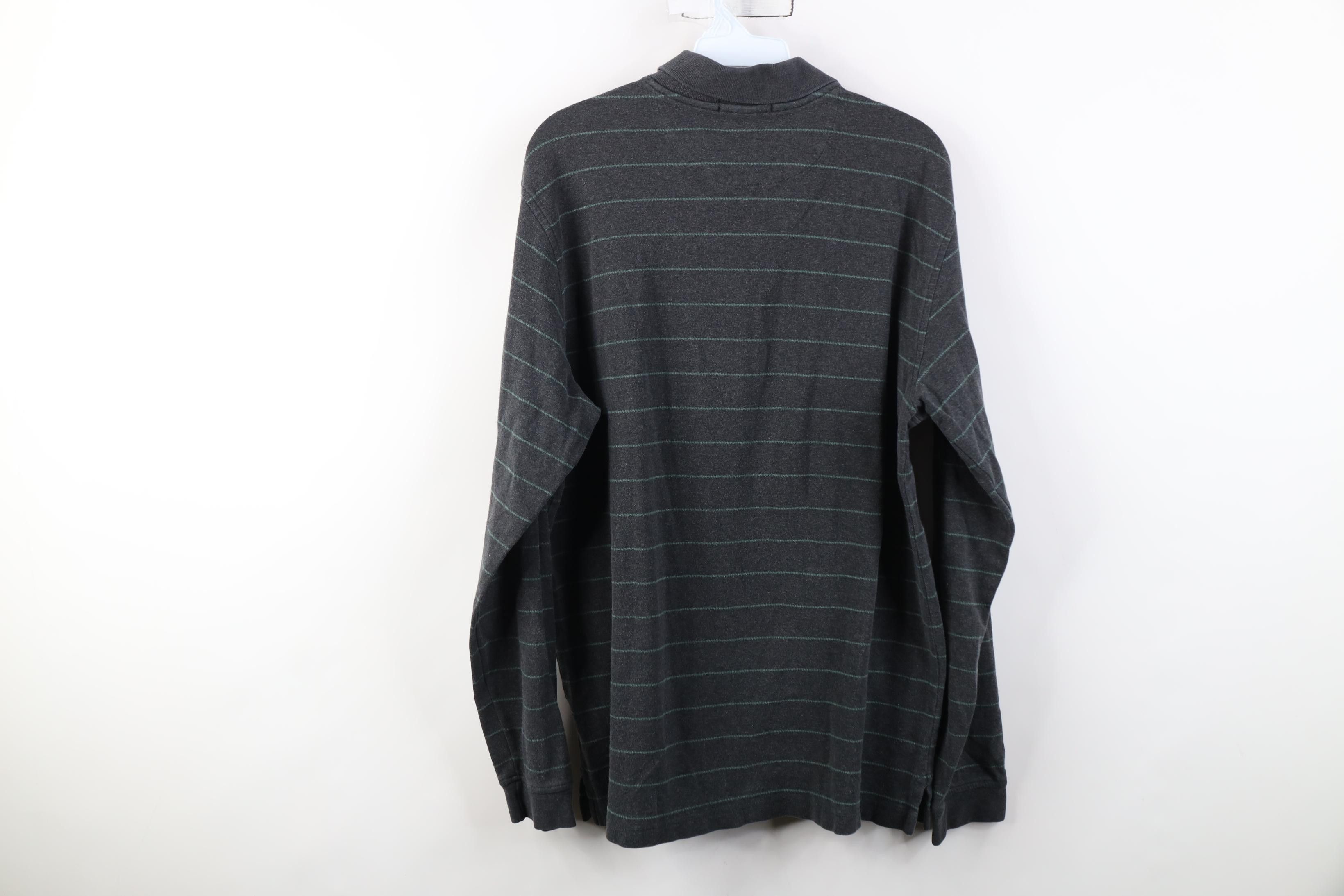 Lands' End Vintage Lands End Striped Heavyweight Long Sleeve Polo Shirt Size US L / EU 52-54 / 3 - 9 Thumbnail