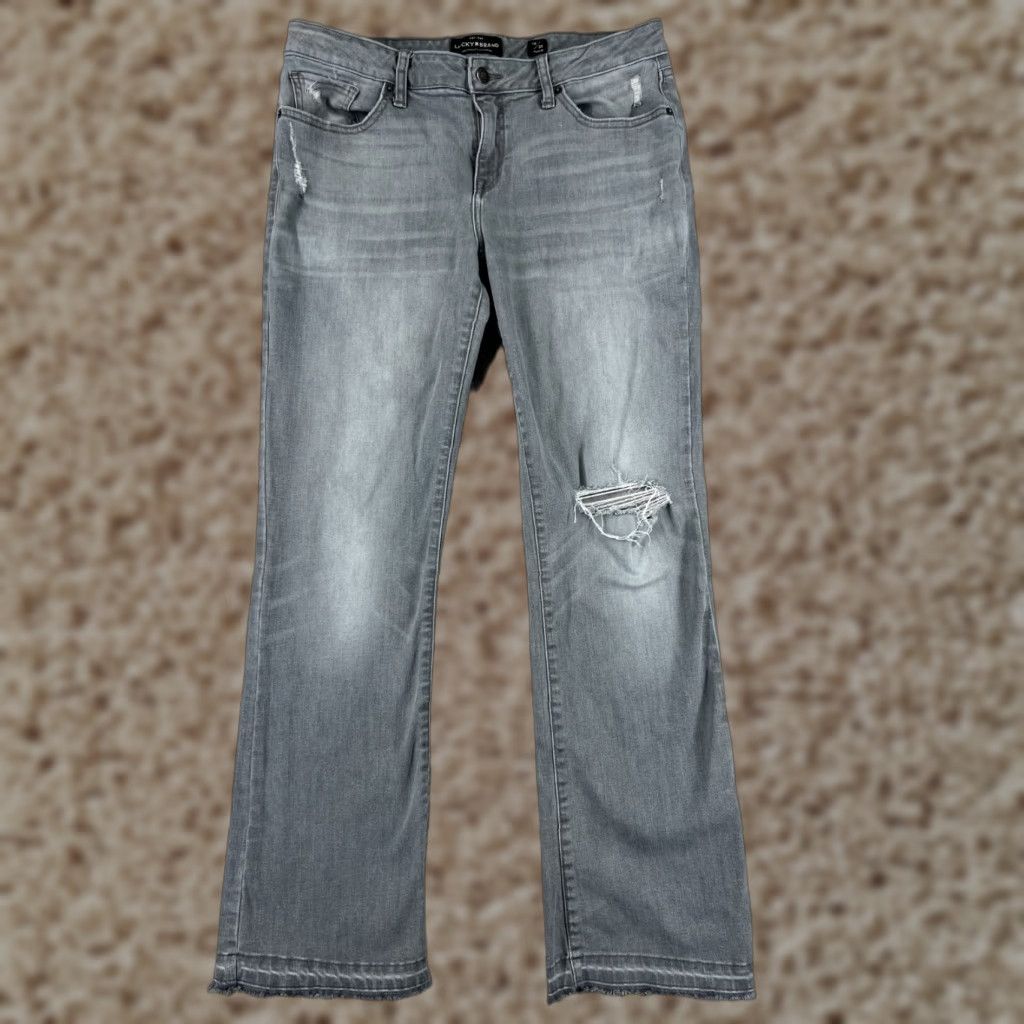 Lucky Brand Lucky Brand Jeans - Womens 12 Gray Denim 5-Pocket Regular Capri Distressed Mid Rise Size 34" / US 12 / IT 48 - 1 Thumbnail