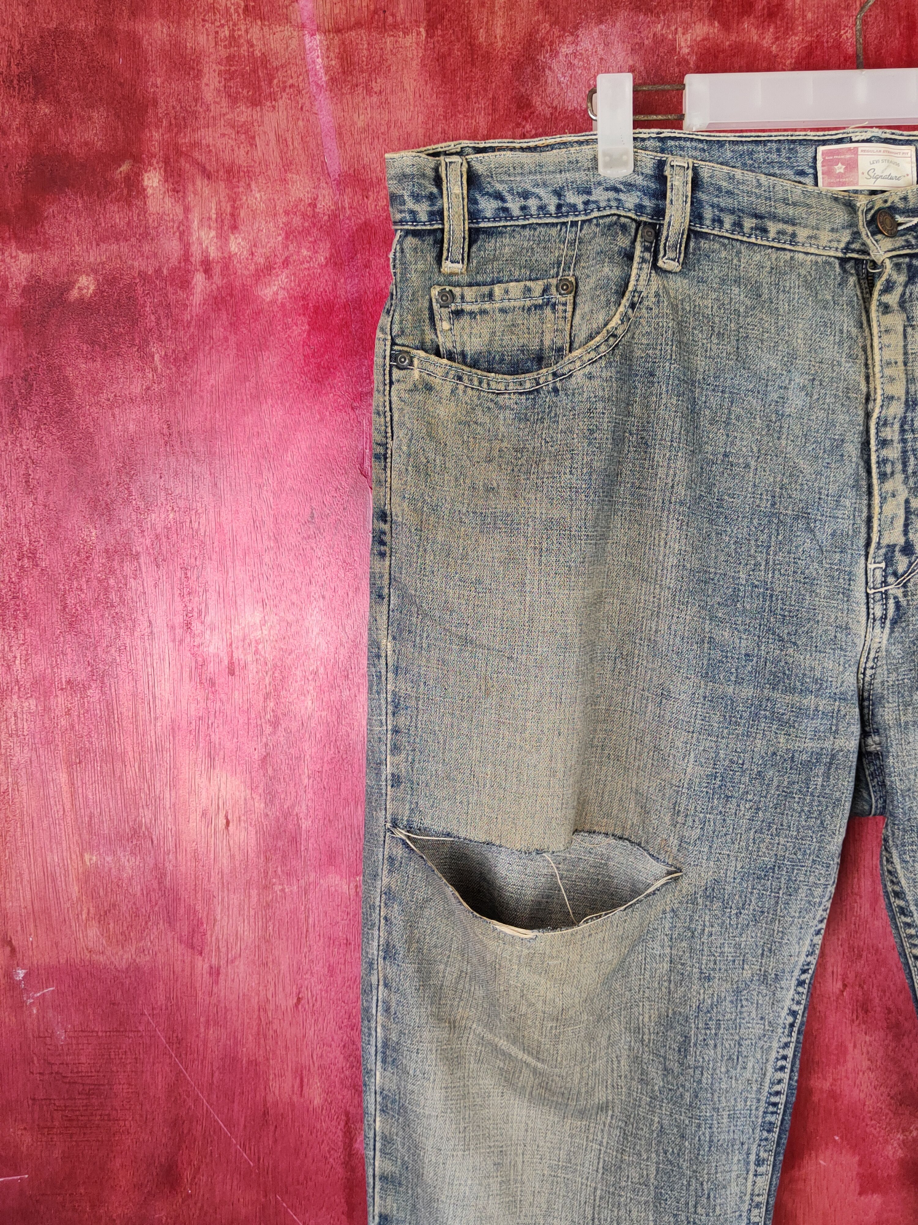 Levi's Levi's Dark Blue Faded Distressed Ripped Jeans #S1695 Size US 42 / EU 58 - 3 Thumbnail