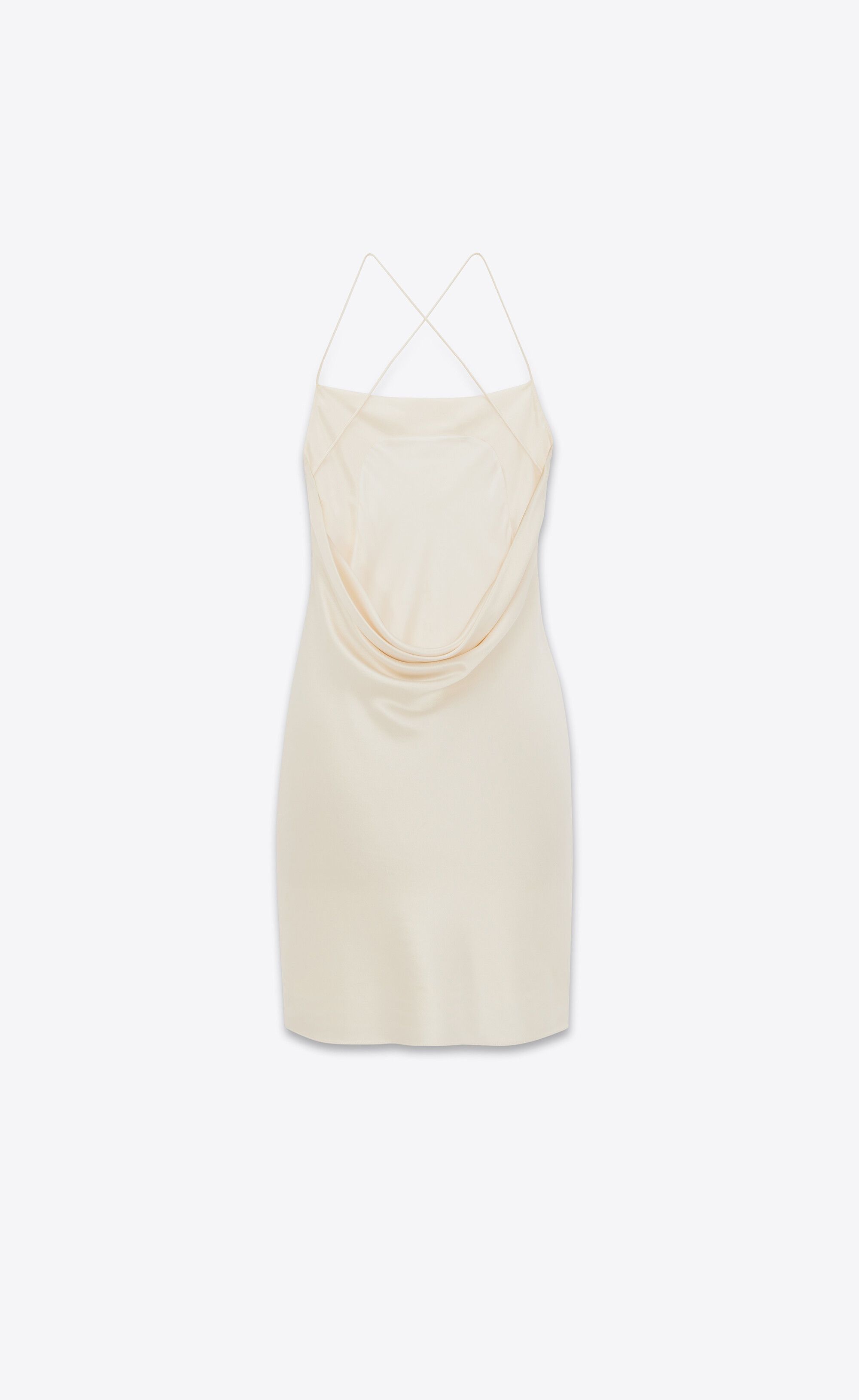 Saint Laurent Paris oc11z1025 Cowl Back Dress in Silk in White Size M / US 6-8 / IT 42-44 - 2 Thumbnail