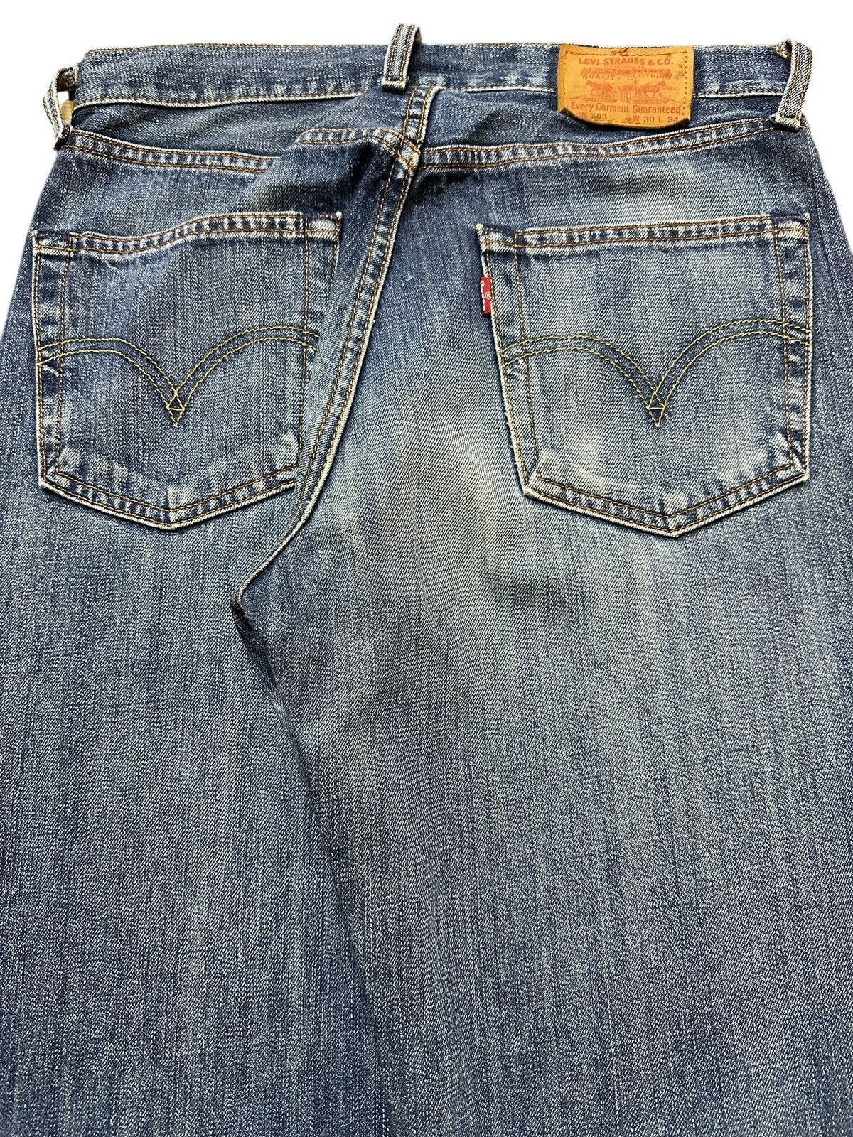 Levi's Vintage 80s Levis 503 Blue Wash Distress Style Baggy Jeans Size US 30 / EU 46 - 6 Thumbnail