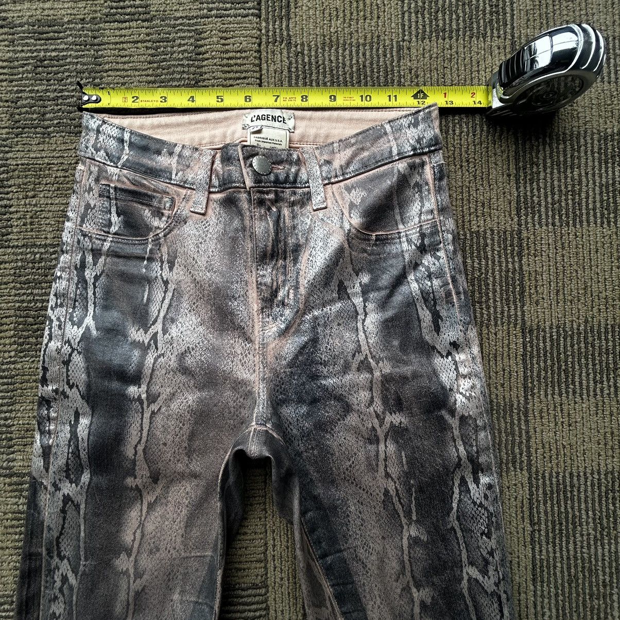 L'AGENCE L’Agence Margot Skinny Snakeskin Metallic Pink Pants Size 25" / US 0 / IT 36 - 4 Thumbnail
