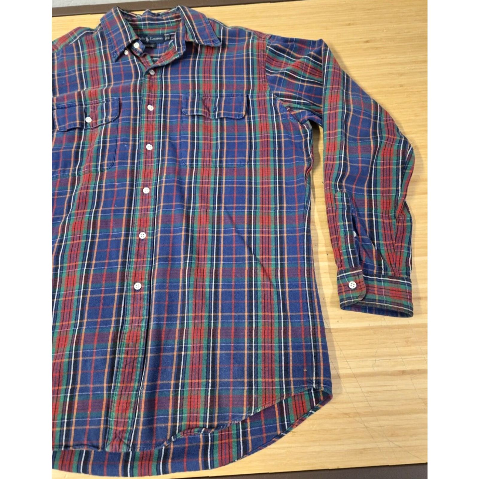 Ralph Lauren Ralph Lauren Workshirt Mens L Blue Plaid Cotton Flannel Button-Up Button-Down Collar Pockets Casual Workwear Long Sleeve Short Description: N/A Size US L / EU 52-54 / 3 - 2 Thumbnail