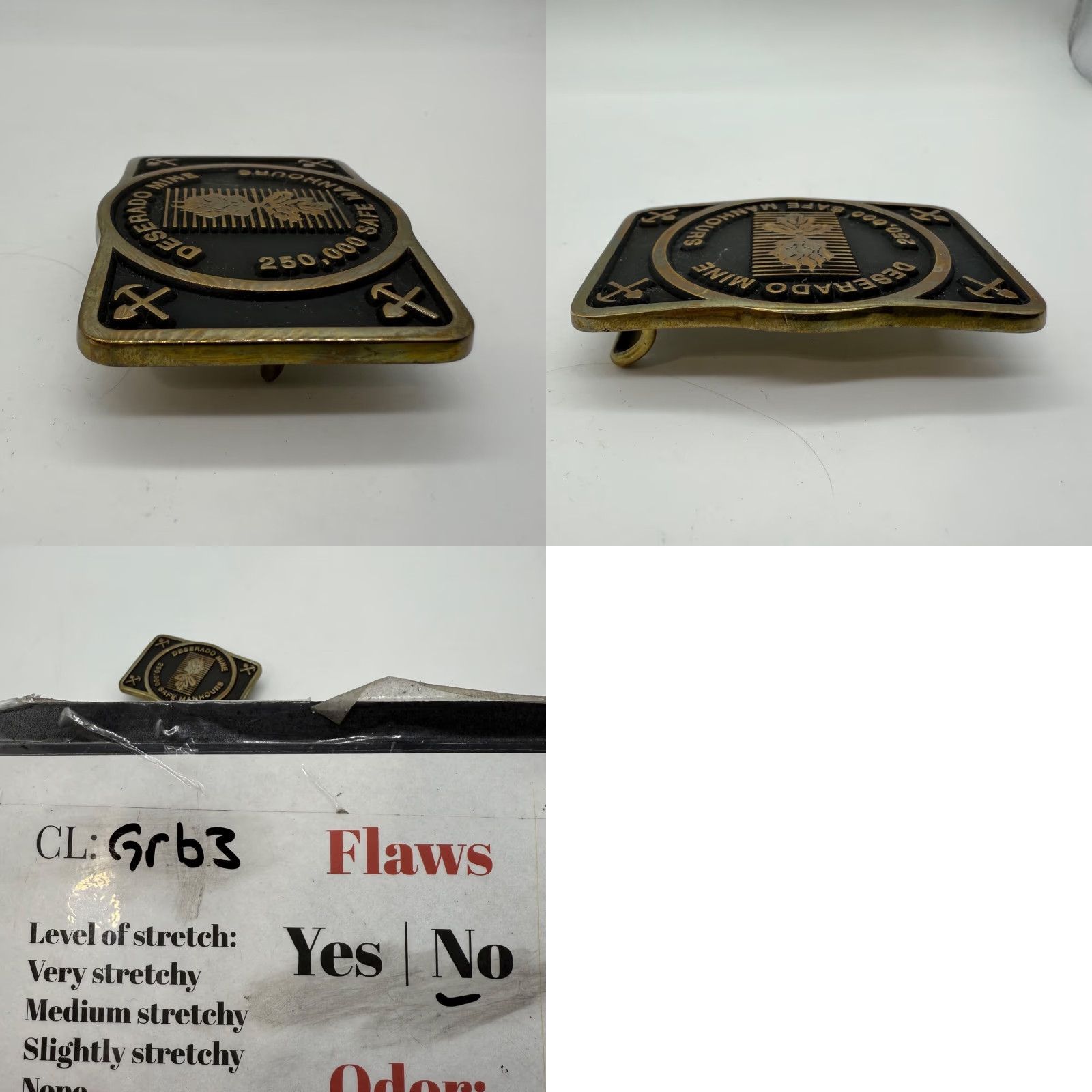Vintage Anacortes Brass Works LTD Deserado Mine Belt Buckle Square Brass Handmade Limited Men Black/Gold Belt Buckle Size ONE SIZE - 8 Thumbnail