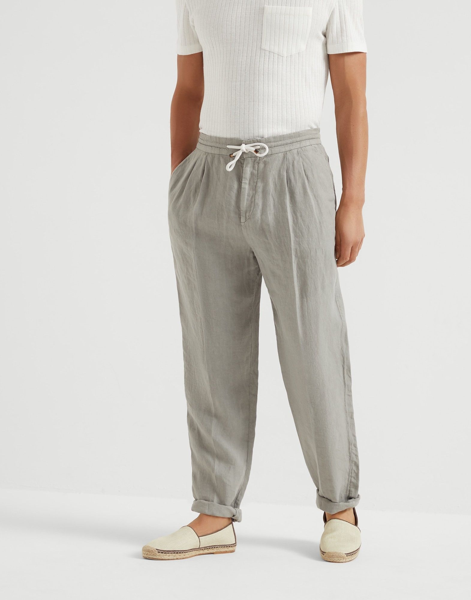 Brunello Cucinelli o1la1rc1a0326 Garment-Dyed Leisure Fit Trousers in Grey Size US 34 / EU 50 - 1 Thumbnail