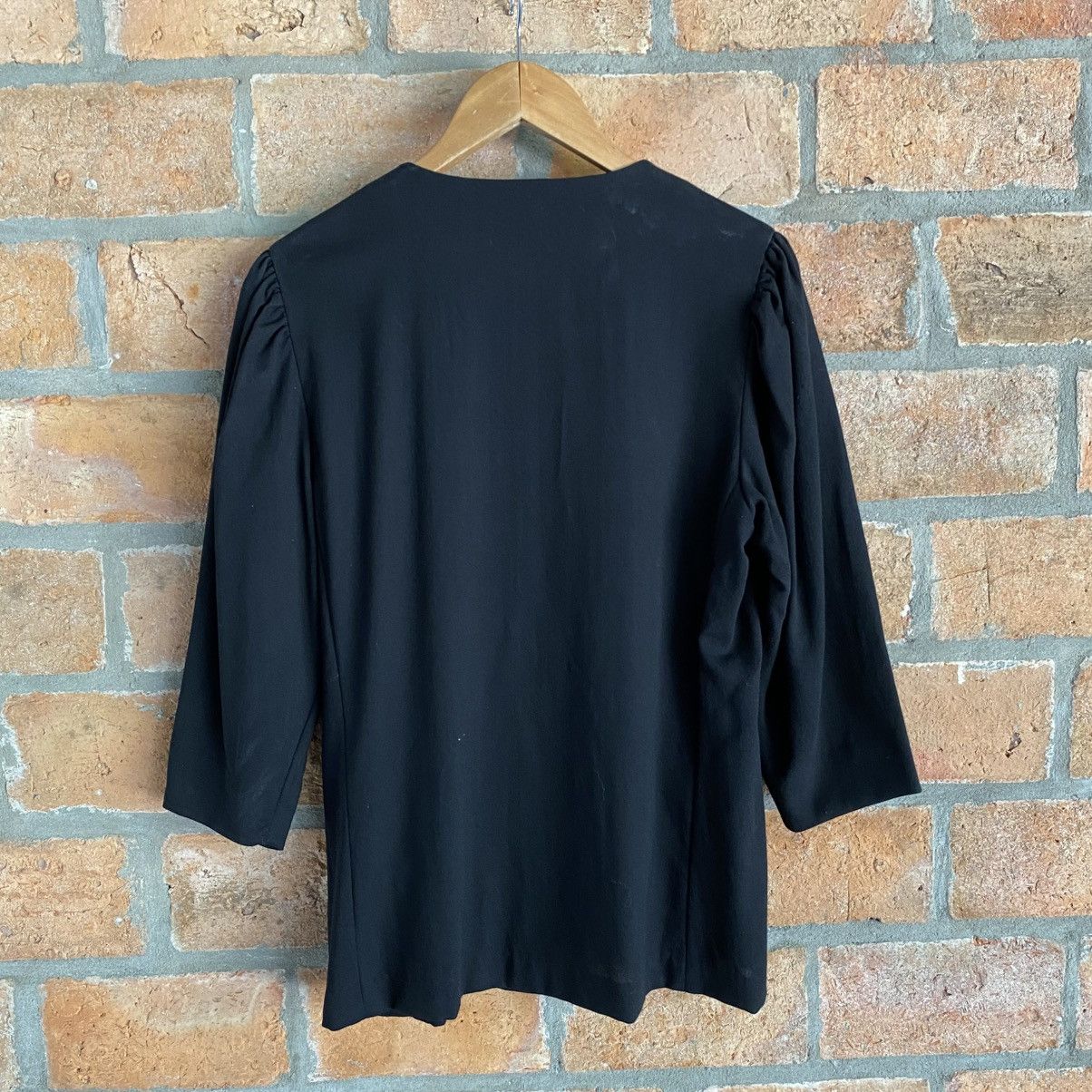 Yves Saint Laurent YVES SAINT LAURENT Black Button-Front Blouse 3/4 Sleeves Size M / US 6-8 / IT 42-44 - 2 Thumbnail