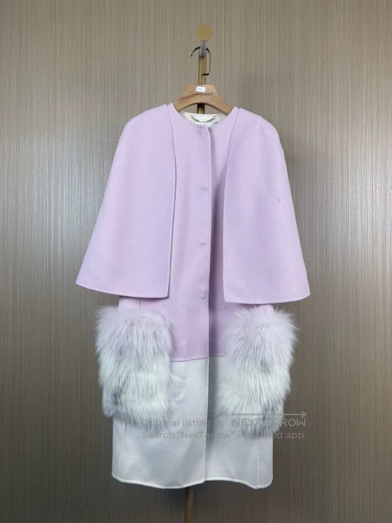 Fendi Fendi Cherry blossom pink fur collar cashmere coat Size XXS / US 00 / IT 34 - 1 Thumbnail