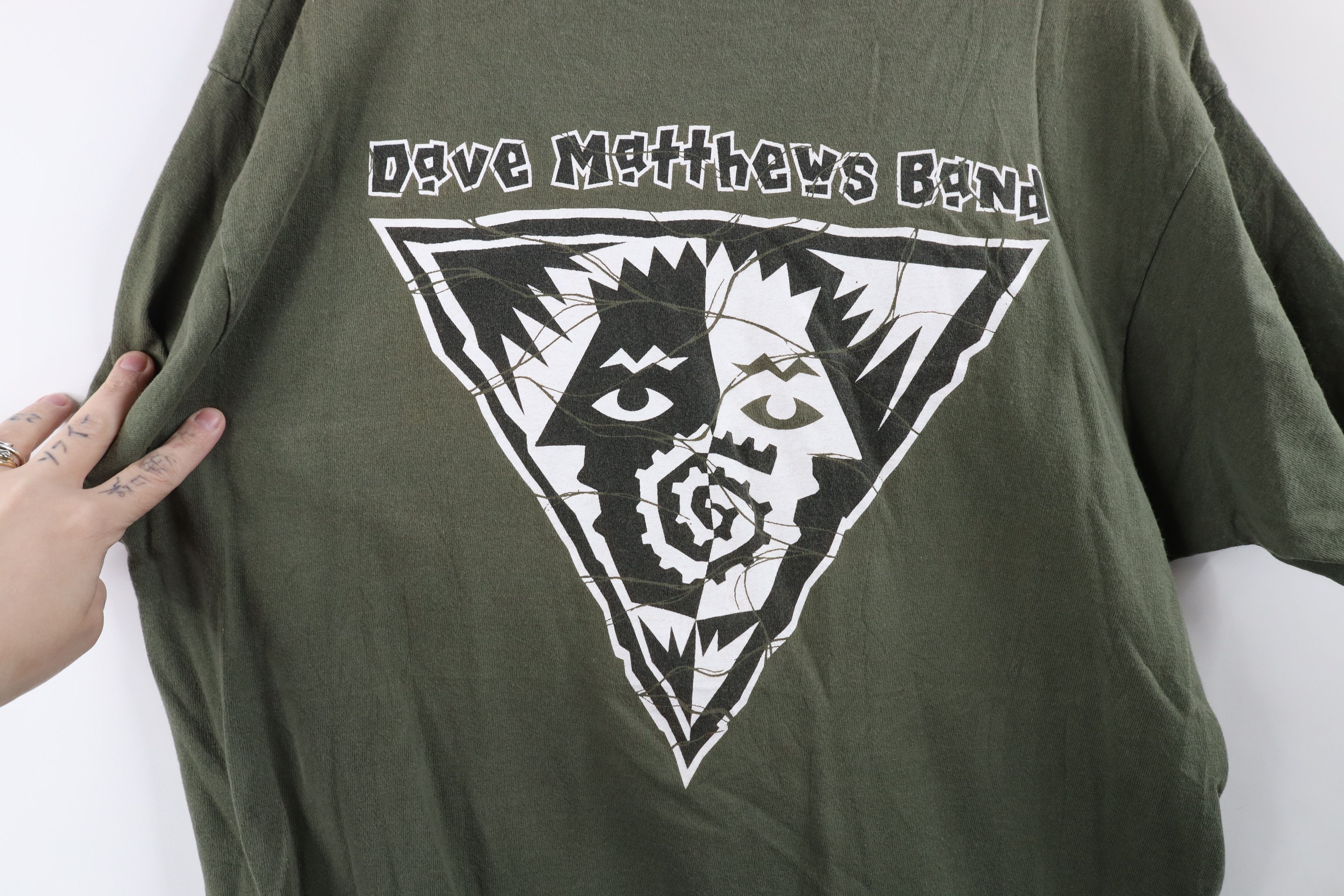 Vintage 90s Spell Dave Matthews Band DMB T-Shirt Green USA
