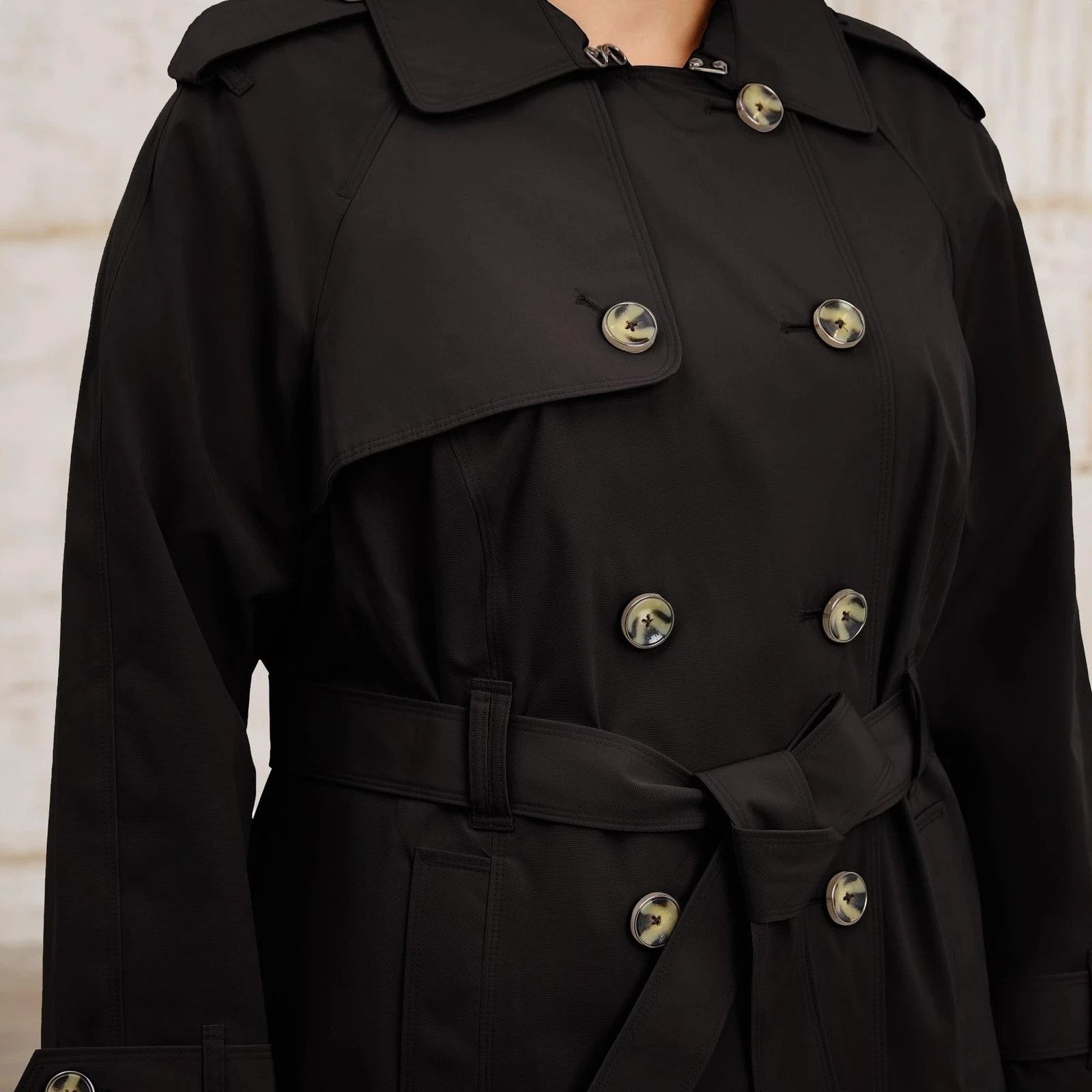 London Fog London Fog Women's Double Breasted Trench Coat w/ Belt Black Size L / US 10 / IT 46 - 3 Thumbnail