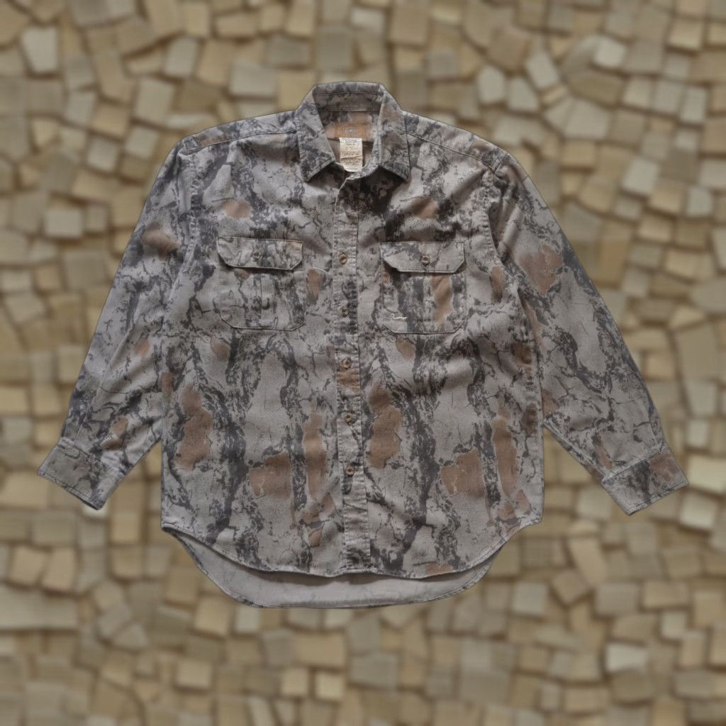 Bark VINTAGE DUXBAK BARK TREE CAMO VTG AOP 90s Y2K 100% COTTON BUTTON UP BROWN SHIRT MEN SZ M Size US M / EU 48-50 / 2 - 1 Thumbnail