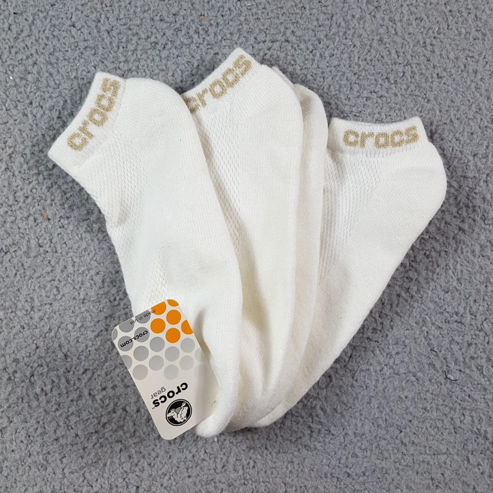 Crocs VINTAGE Crocs Logo Low Cut Ankle Socks 2 Pairs Size 10-13 White Cotton Y2K 2000s Unisex Size ONE SIZE - 2 Thumbnail